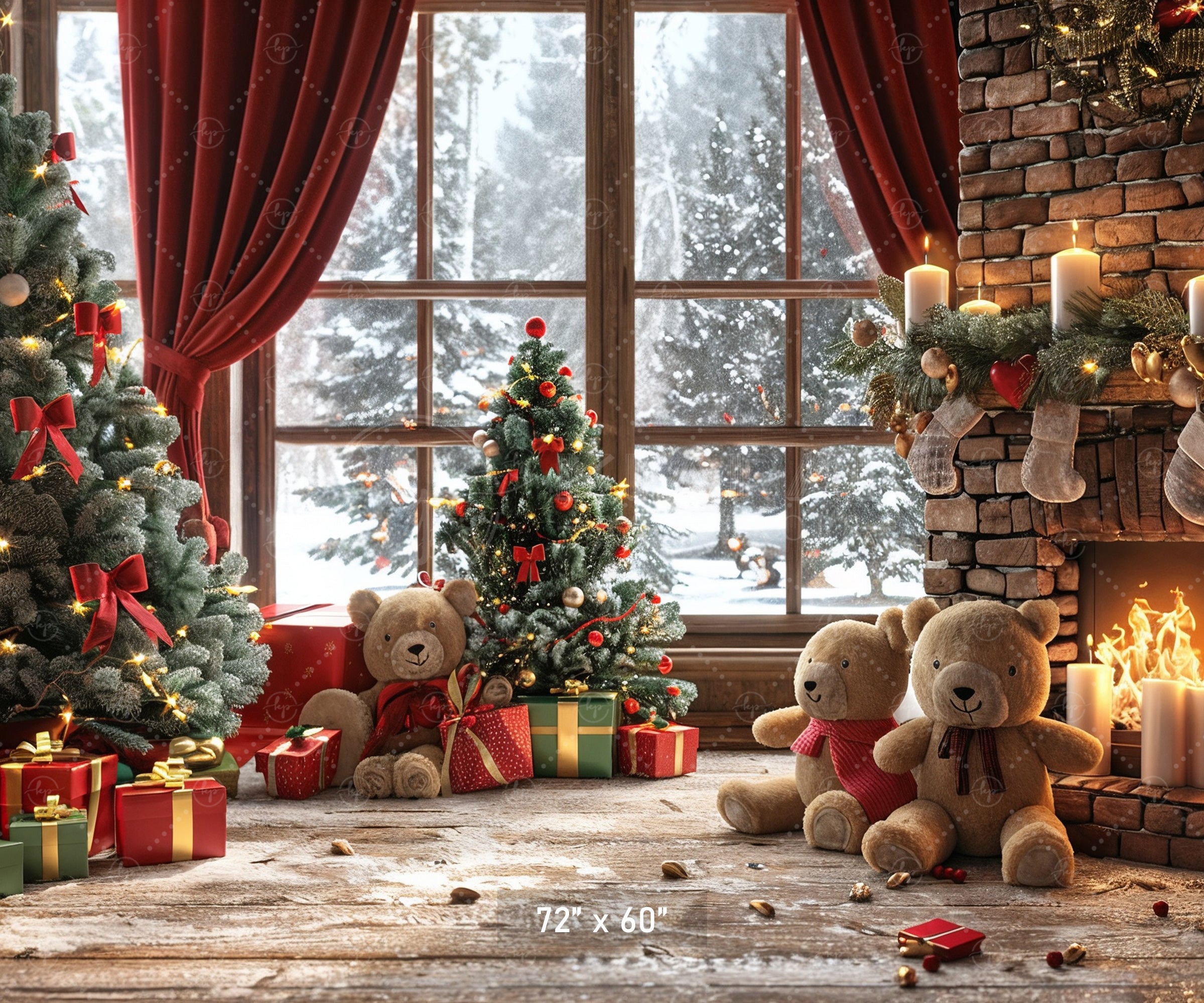 Cozy Christmas Hearth Backdrop