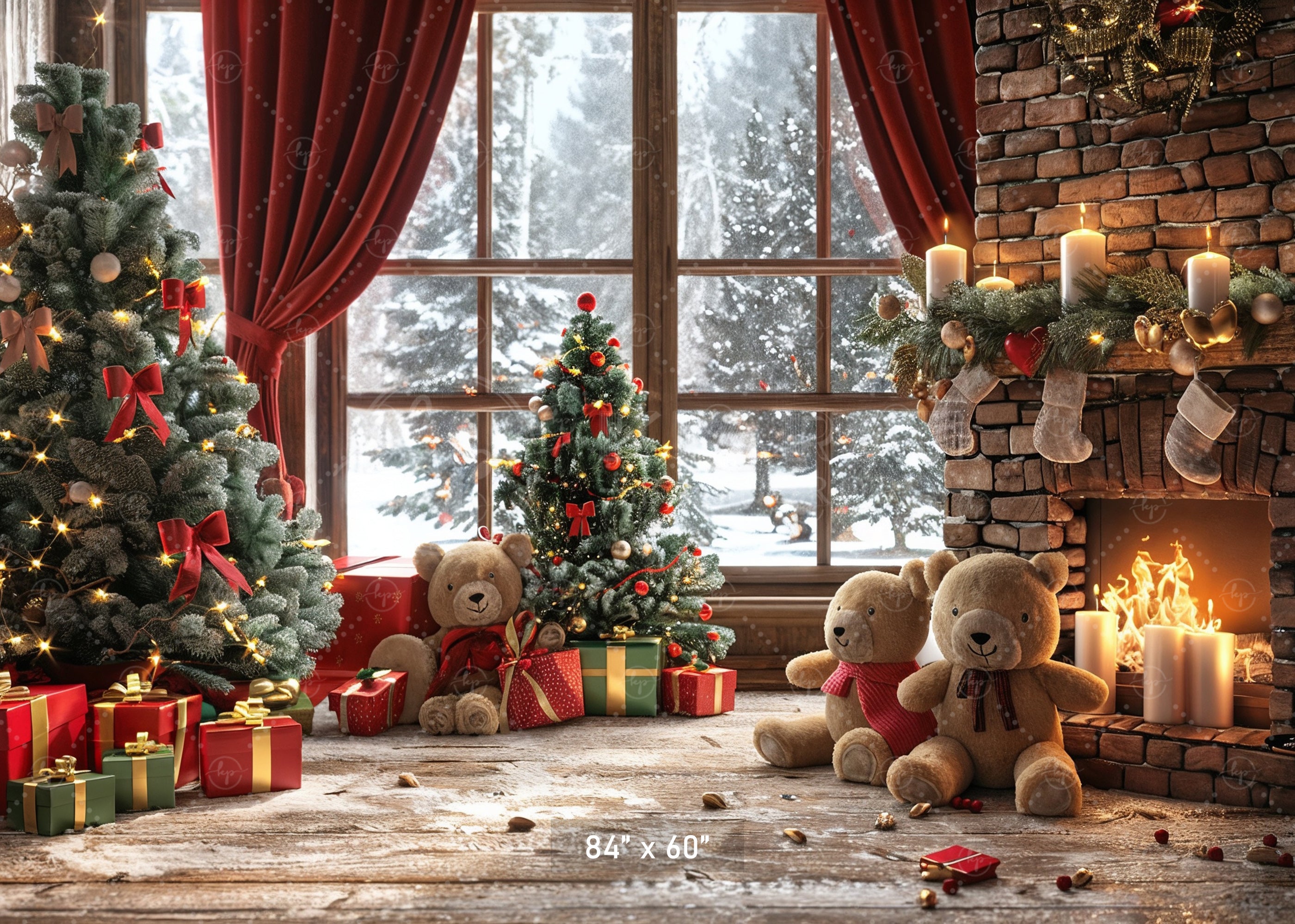 Cozy Christmas Hearth Backdrop