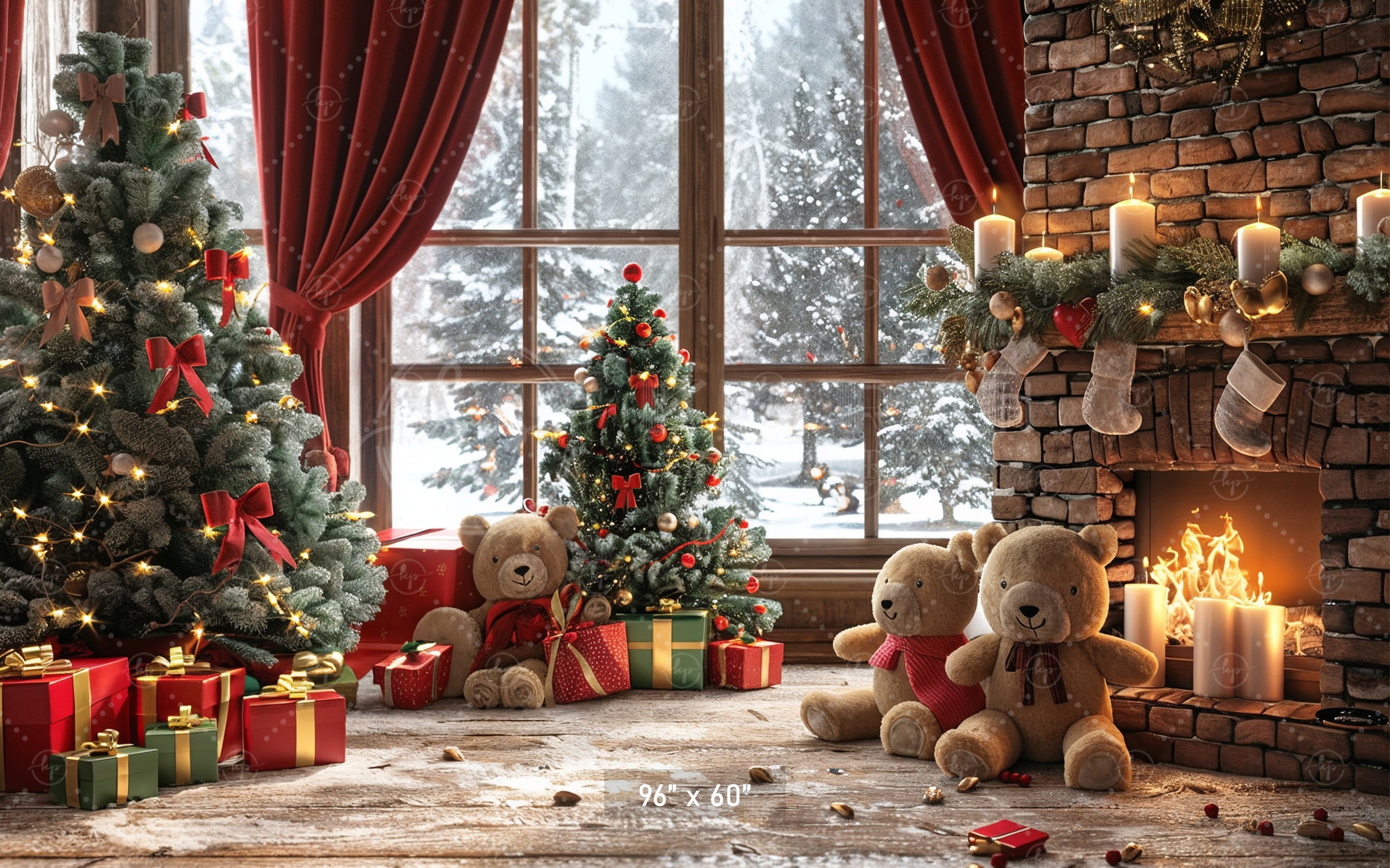 Cozy Christmas Hearth Backdrop