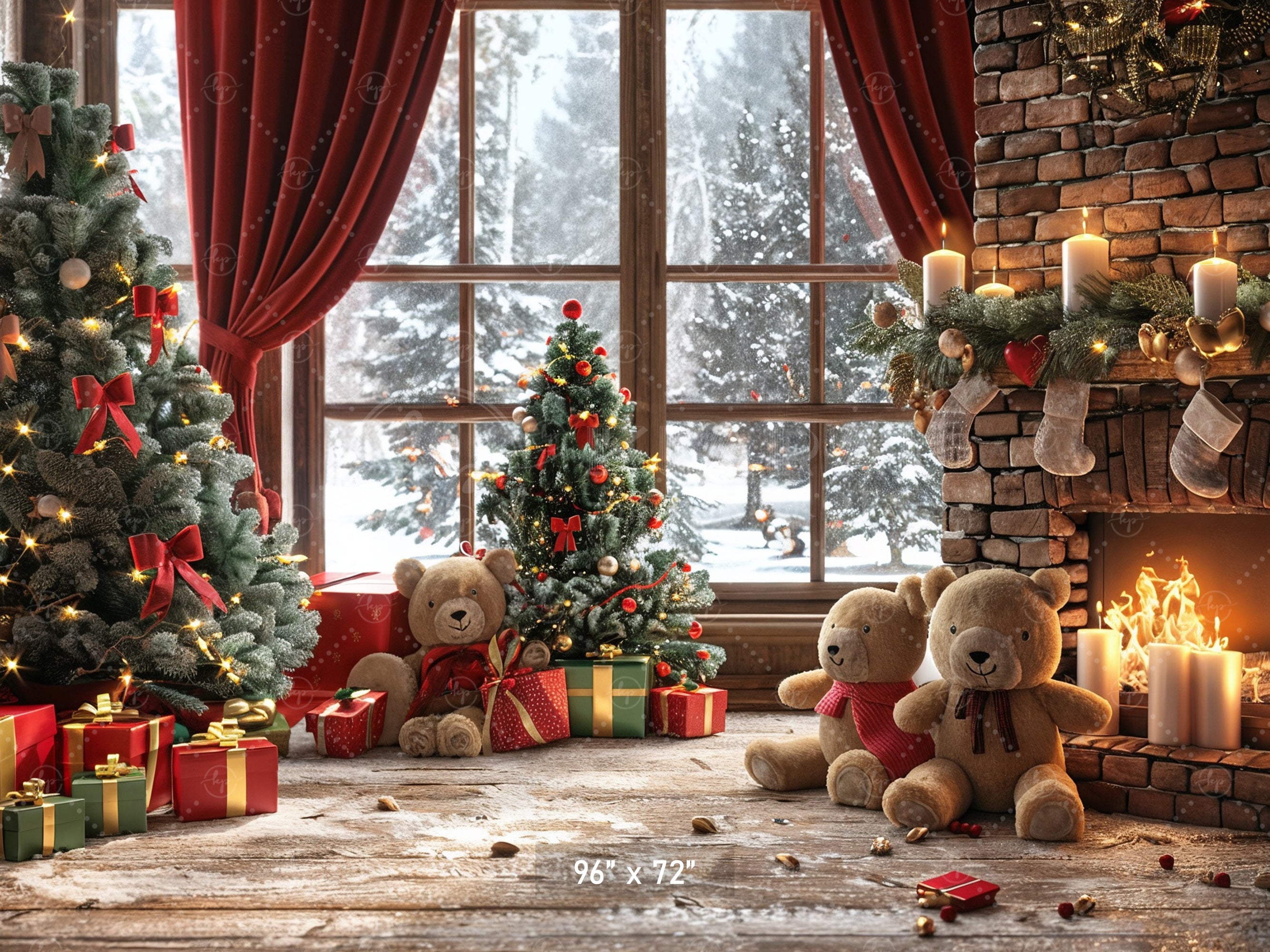 Cozy Christmas Hearth Backdrop