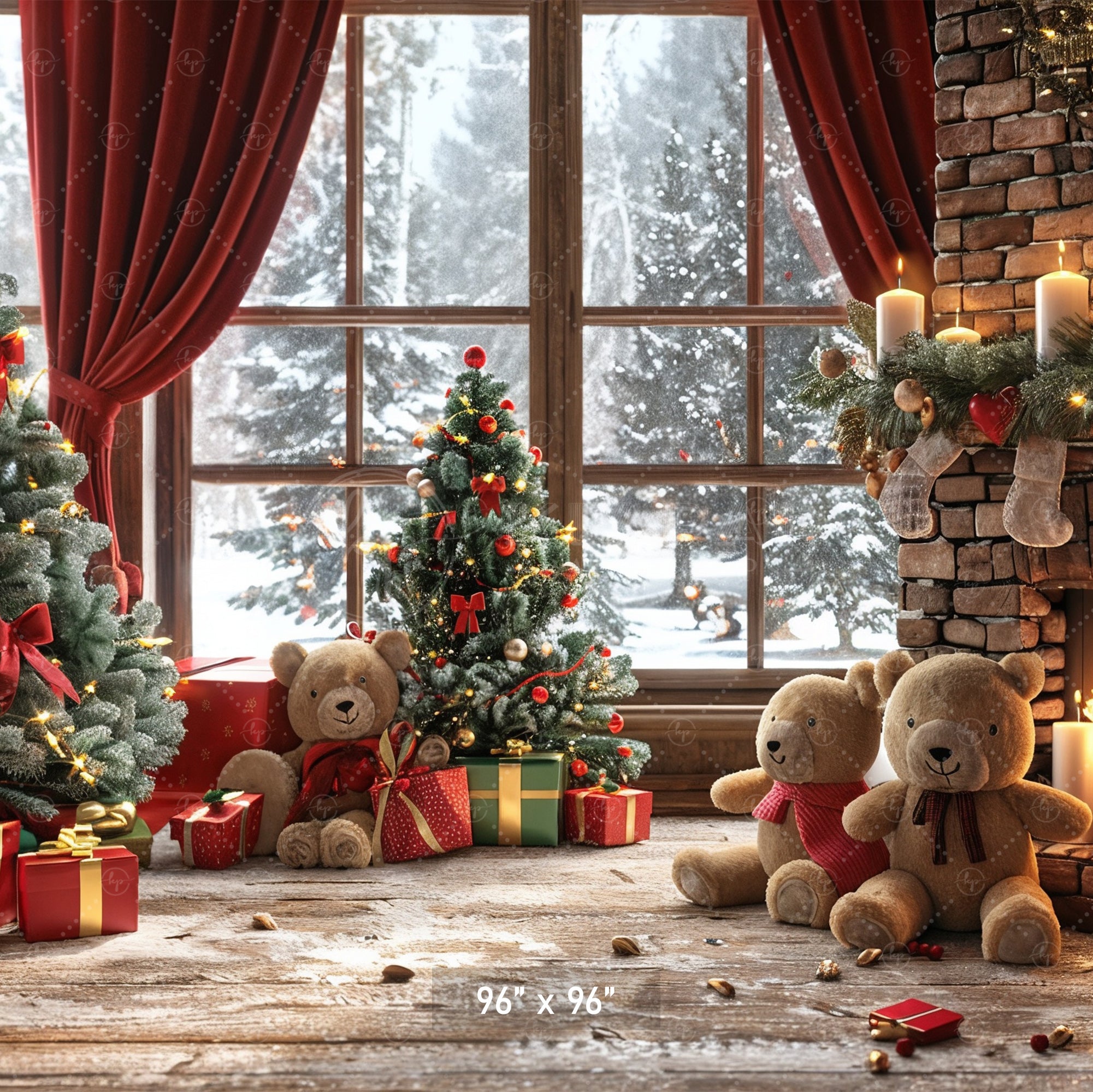 Cozy Christmas Hearth Backdrop