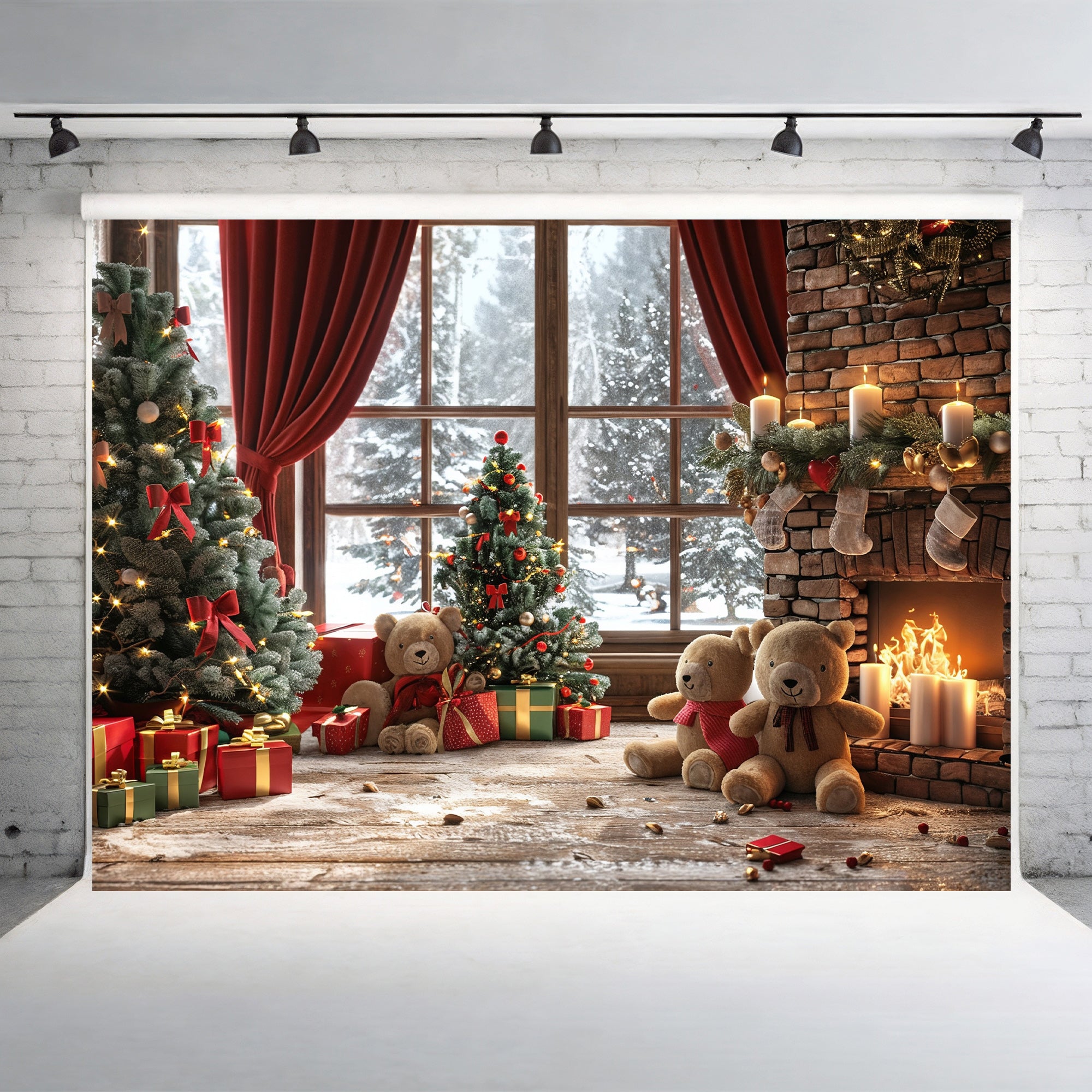 Cozy Christmas Hearth Backdrop