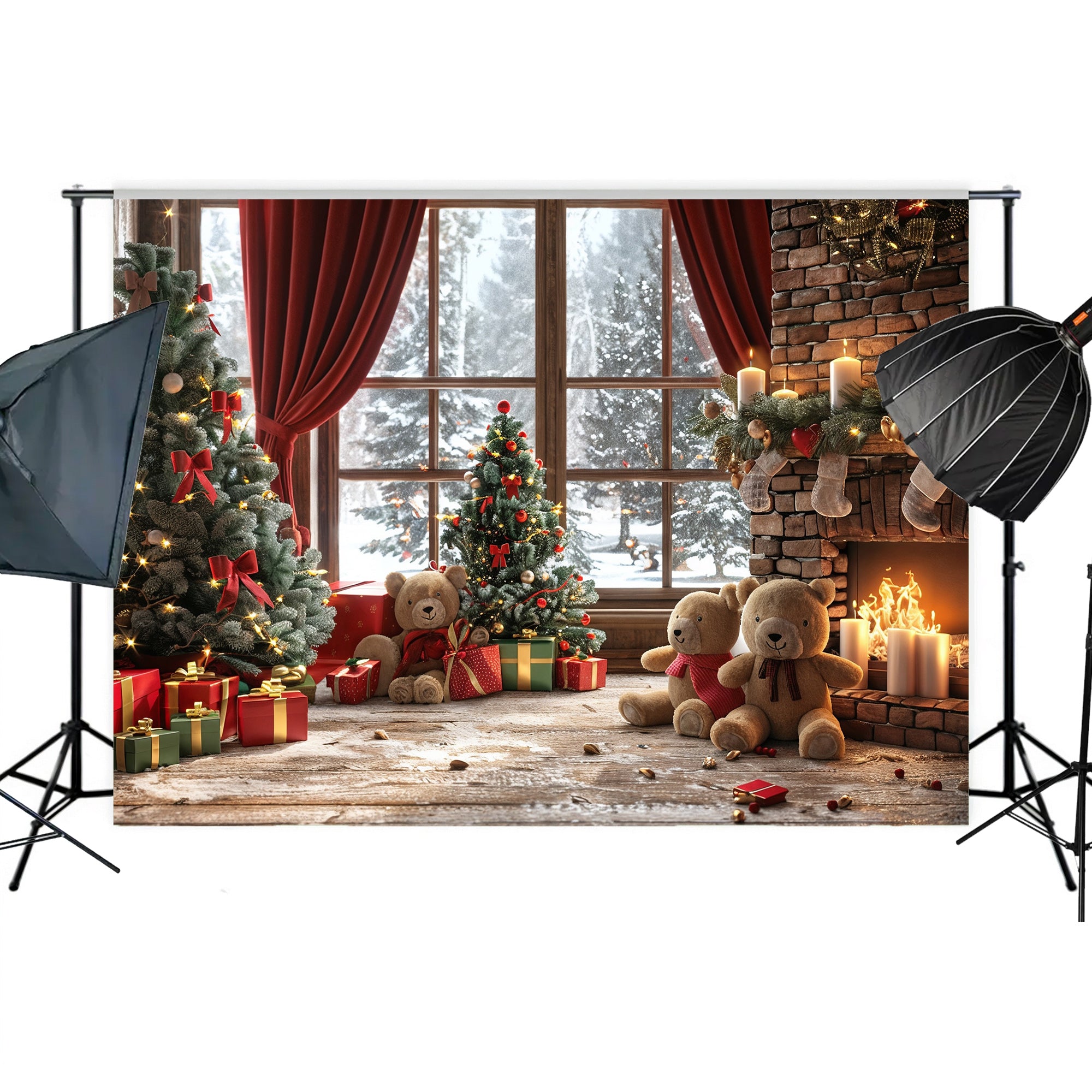 Cozy Christmas Hearth Backdrop