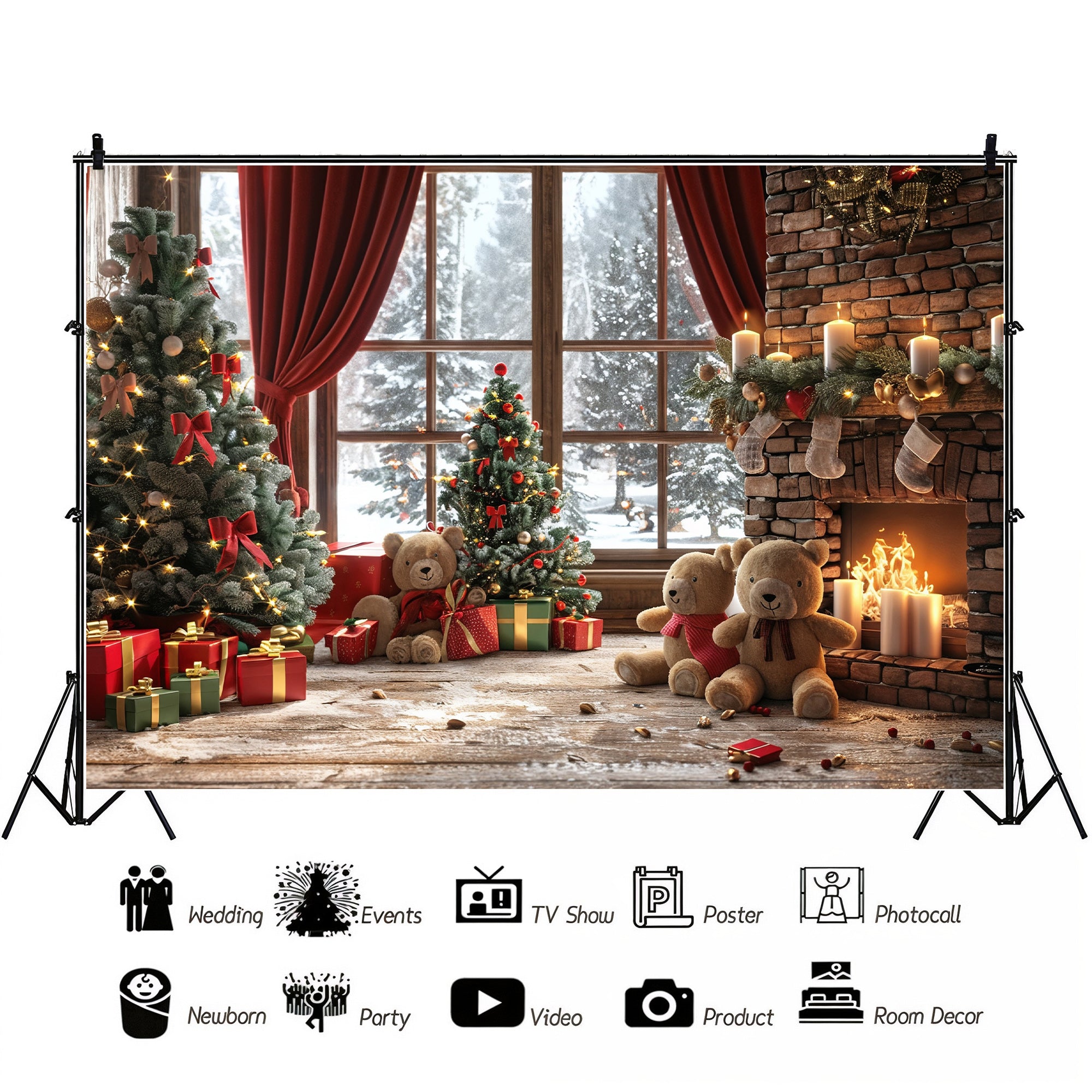 Cozy Christmas Hearth Backdrop