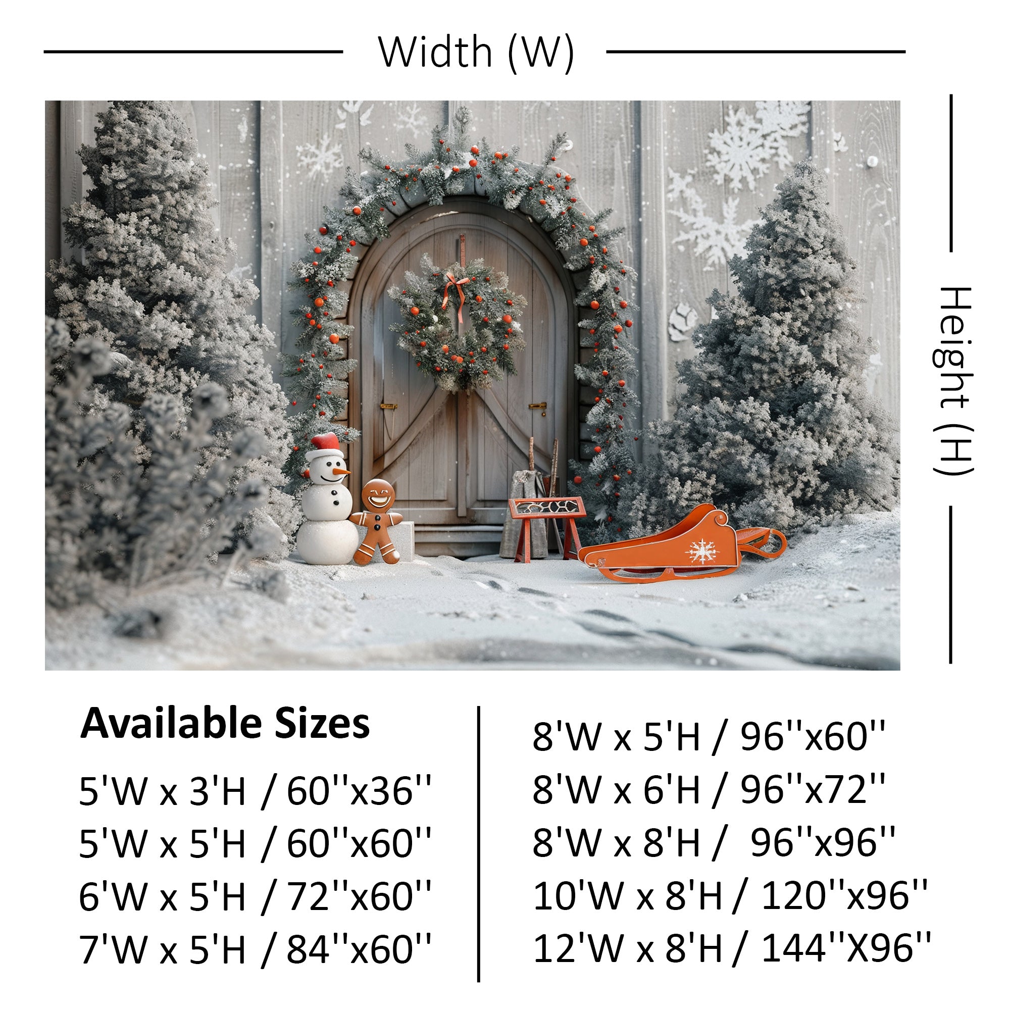 Snowy Woodland Doorway Backdrop