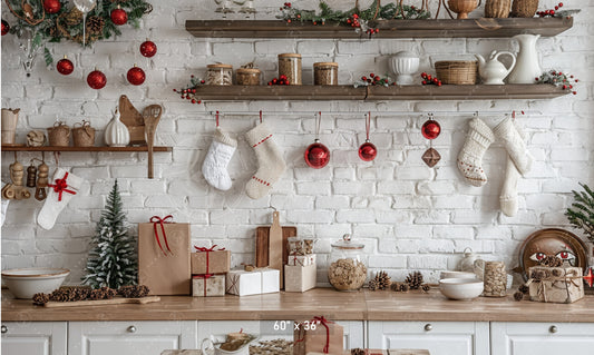 Cozy Christmas Kitchen Backdrop