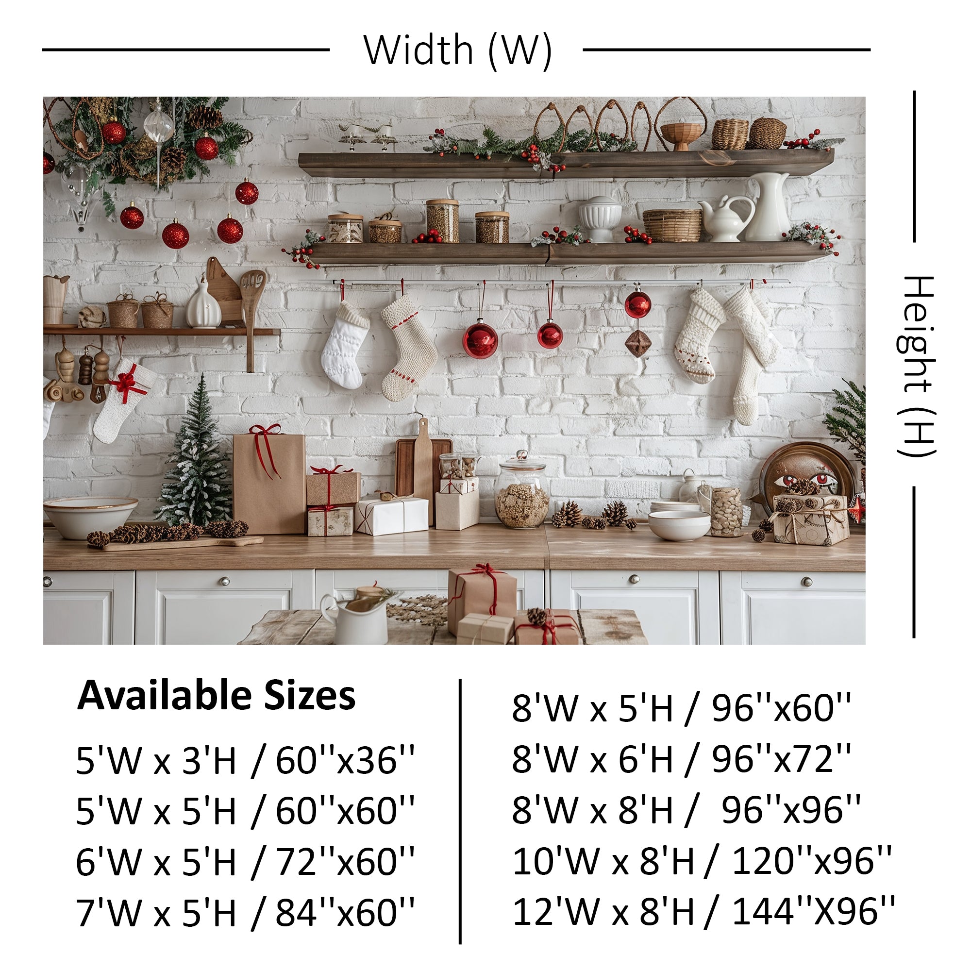 Cozy Christmas Kitchen Backdrop