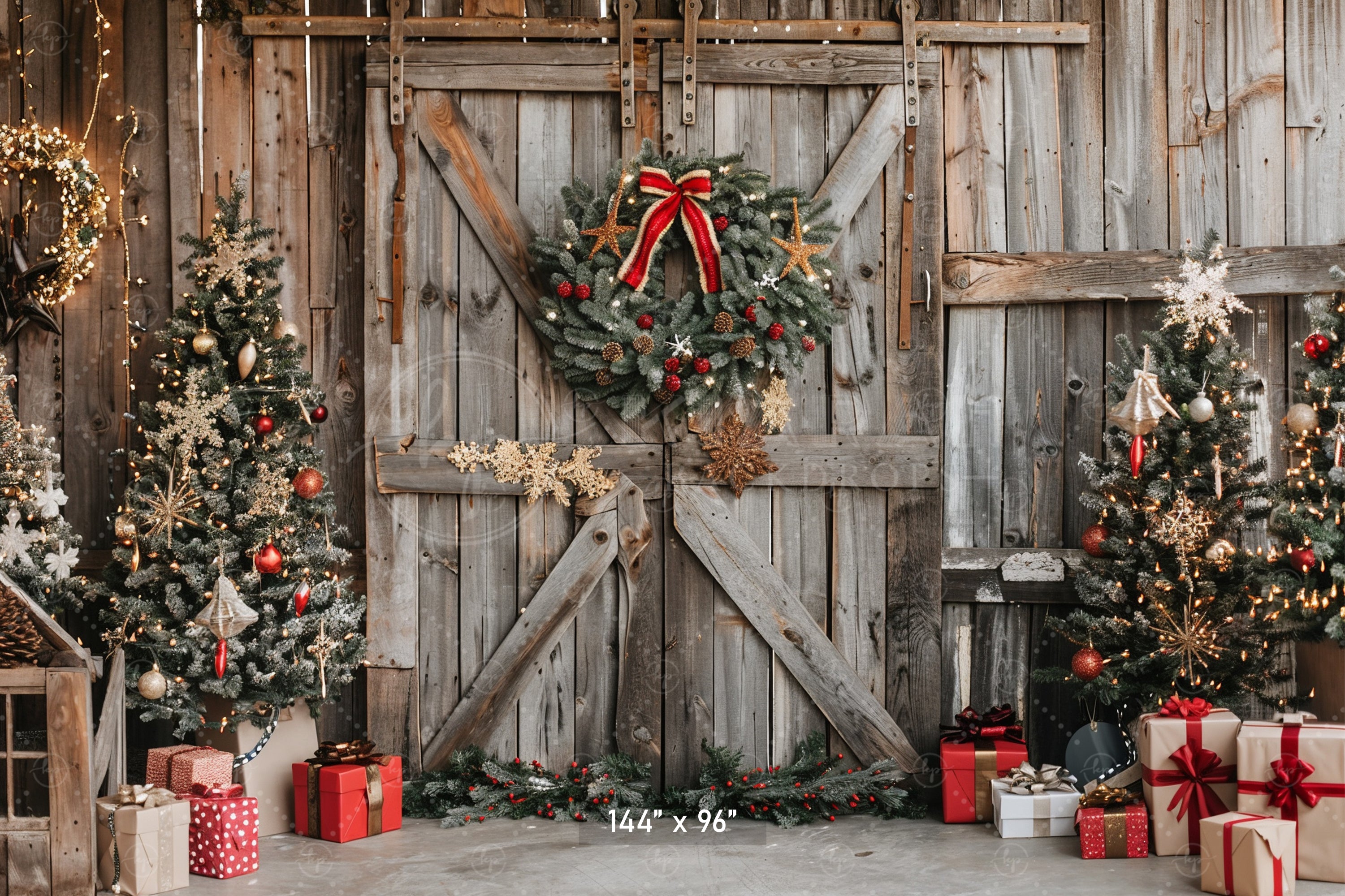 Rustic Christmas Barn Door Backdrop