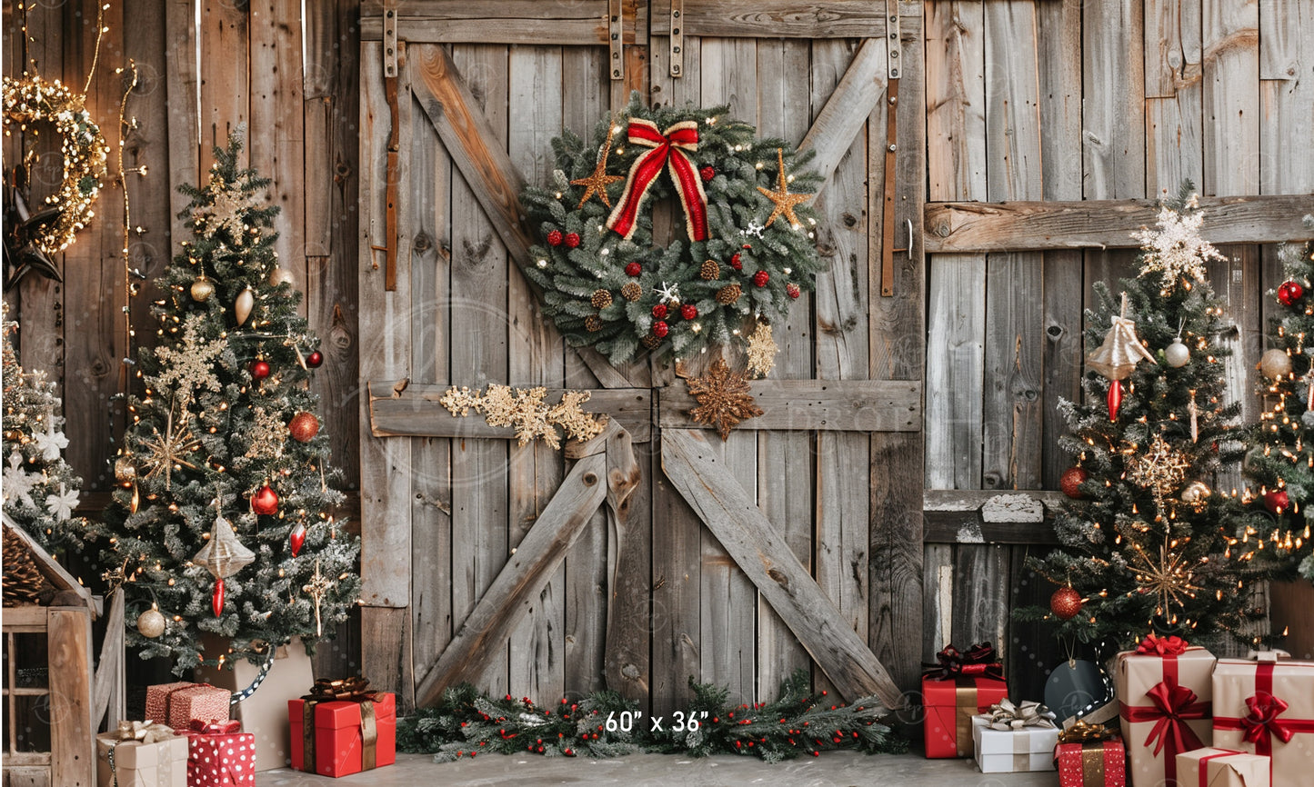 Rustic Christmas Barn Door Backdrop