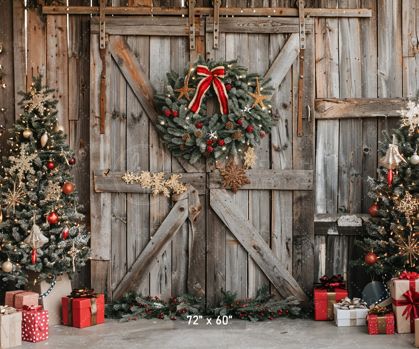 Rustic Christmas Barn Door Backdrop