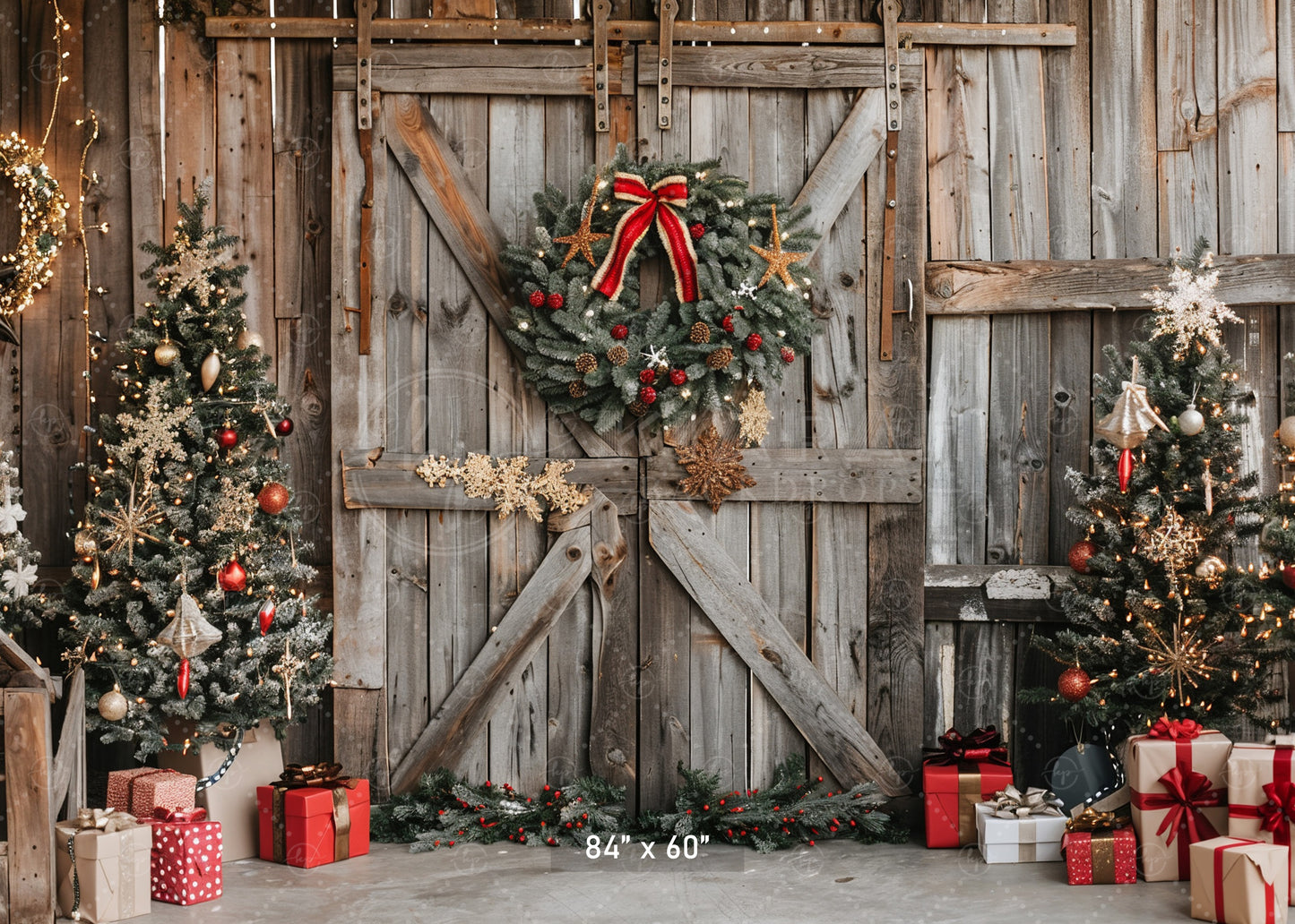 Rustic Christmas Barn Door Backdrop