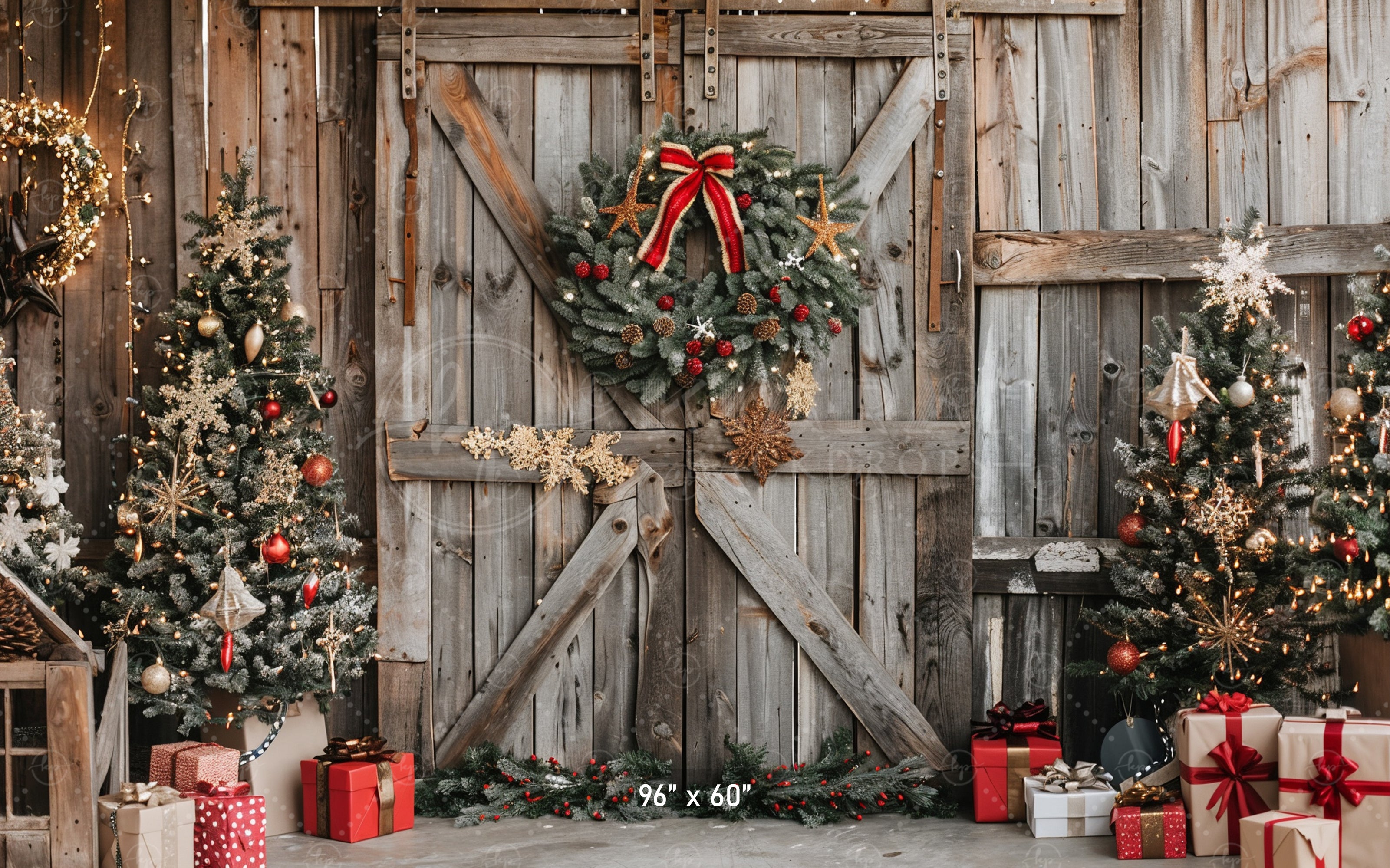 Rustic Christmas Barn Door Backdrop