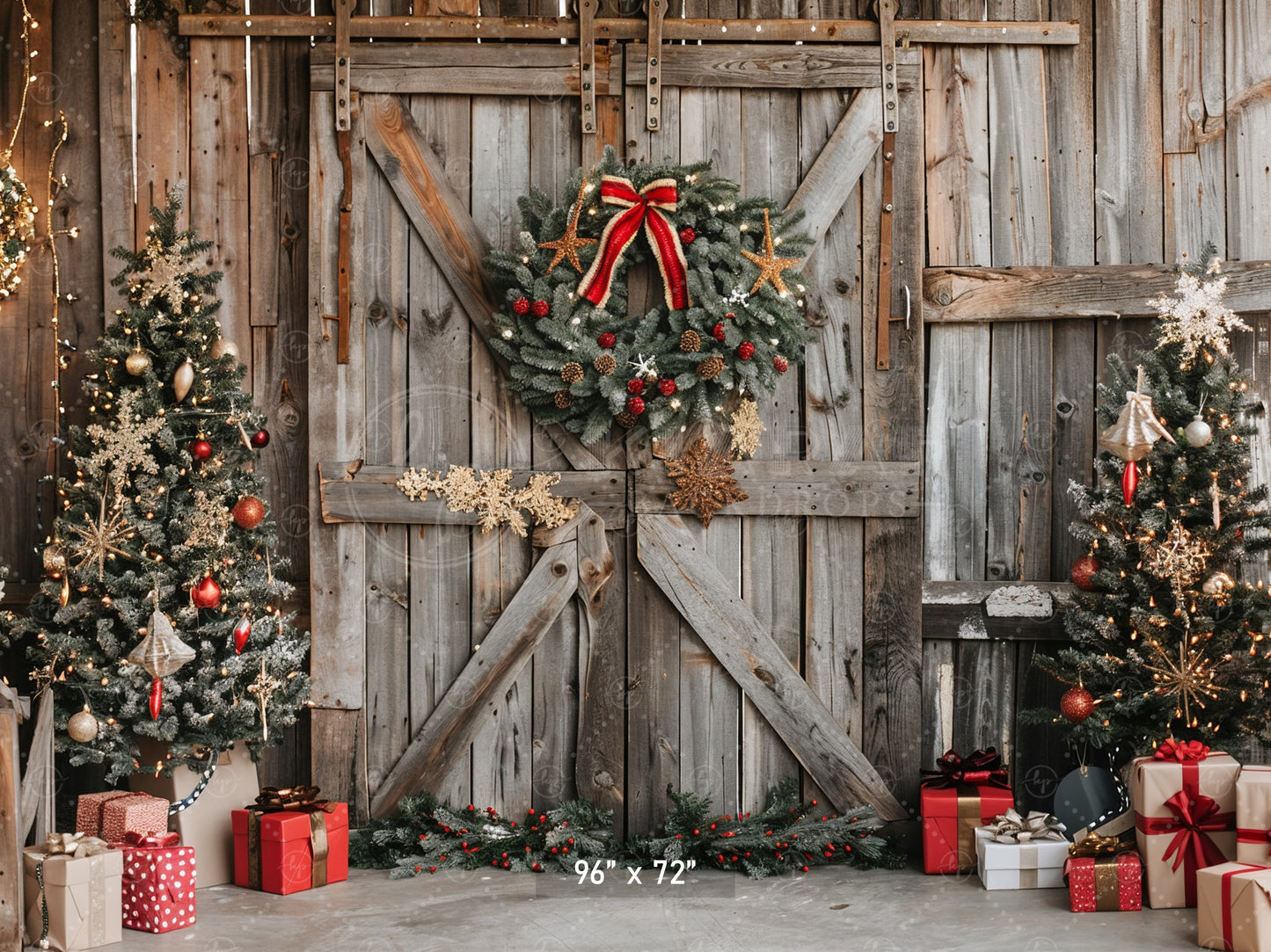 Rustic Christmas Barn Door Backdrop