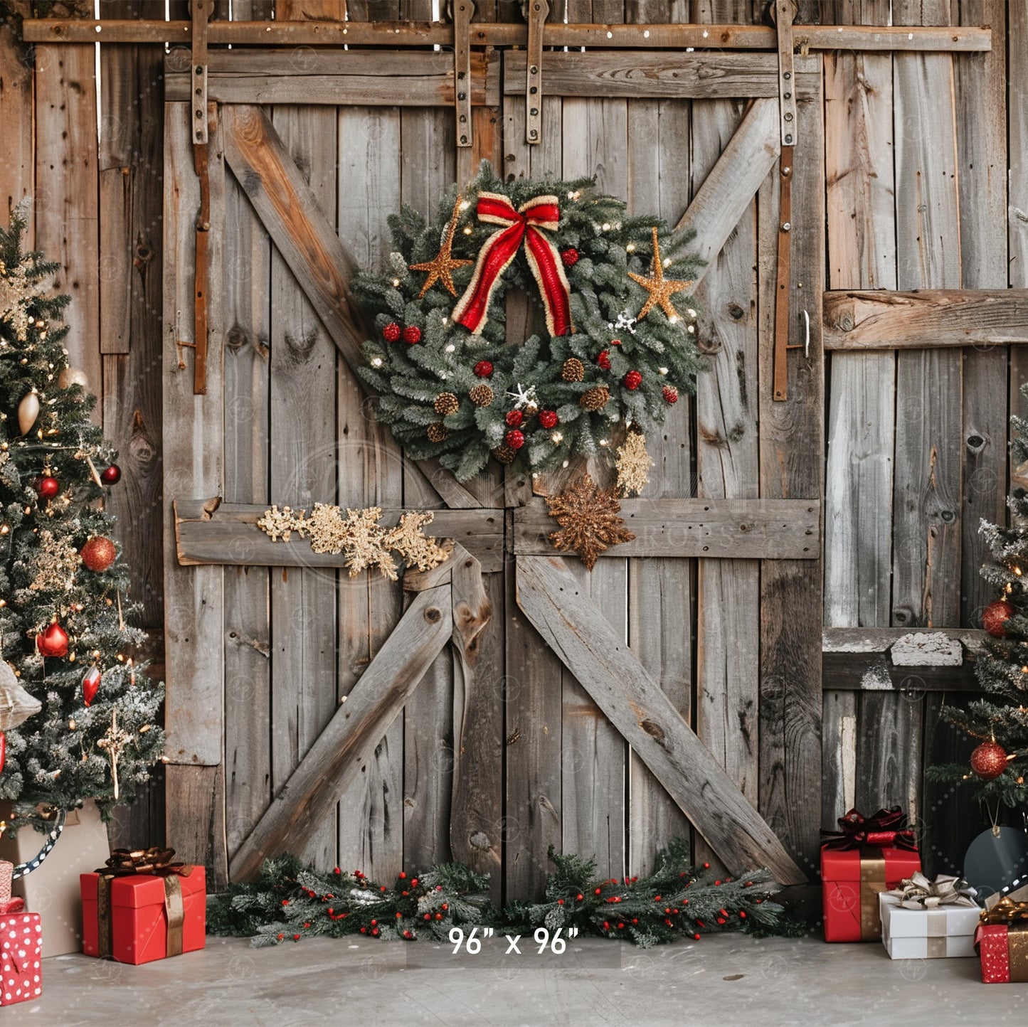 Rustic Christmas Barn Door Backdrop