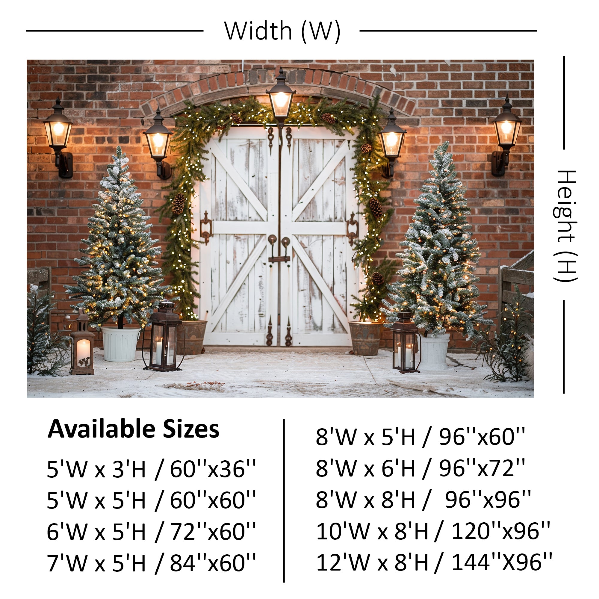 Elegant Rustic Christmas Door with Snow-Kissed Trees Backdrop