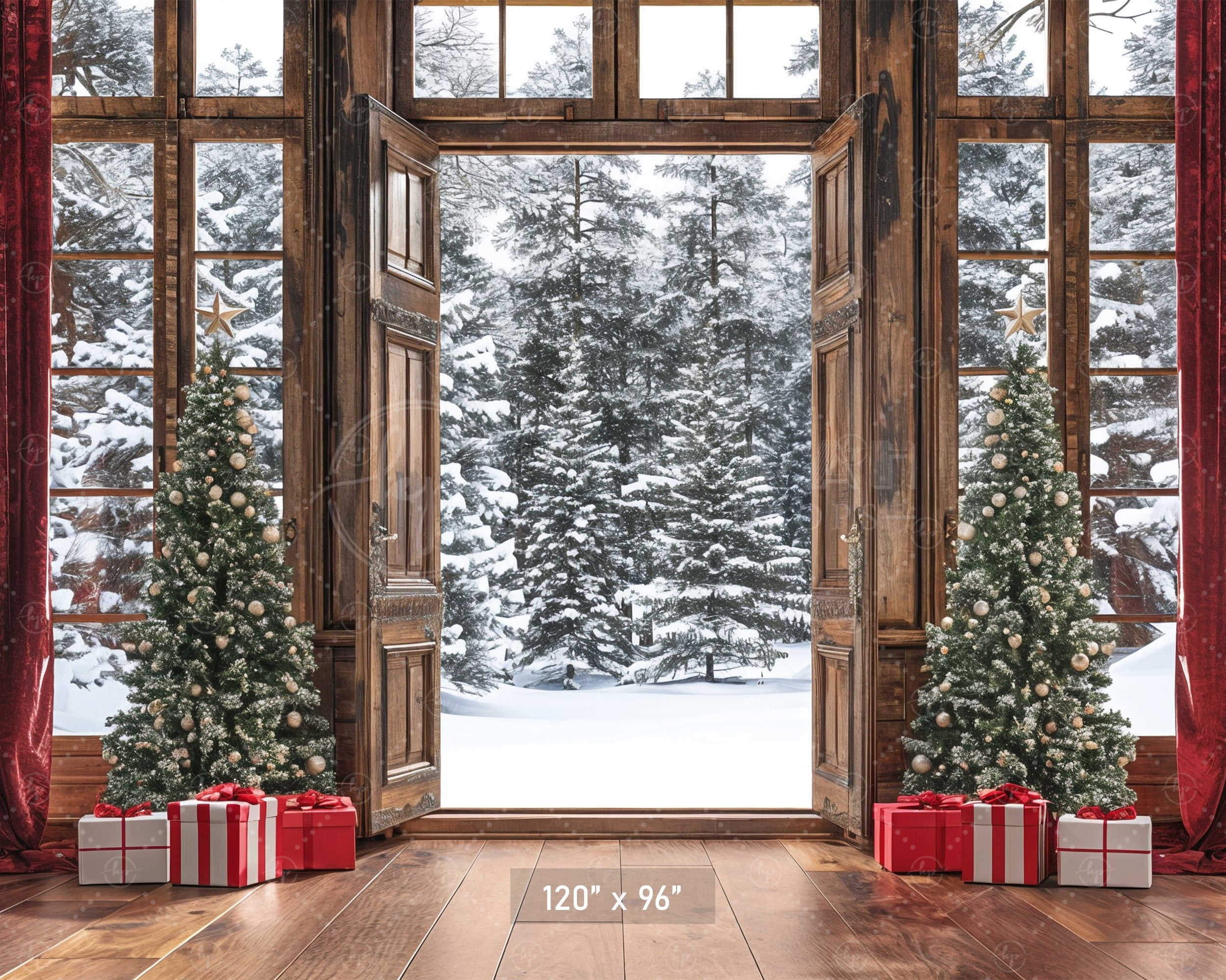 Festive Winter Wonderland Door & Window Backdrop