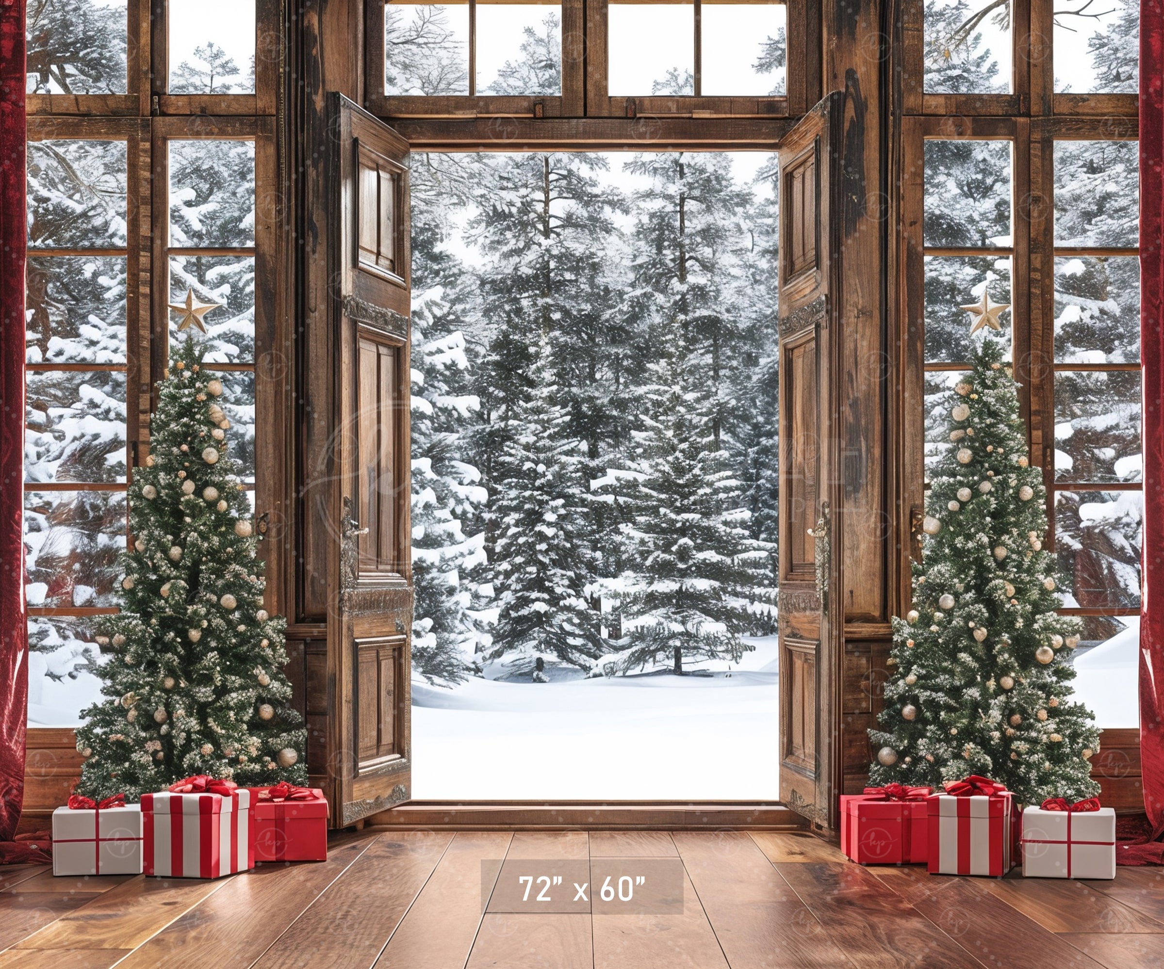 Festive Winter Wonderland Door & Window Backdrop