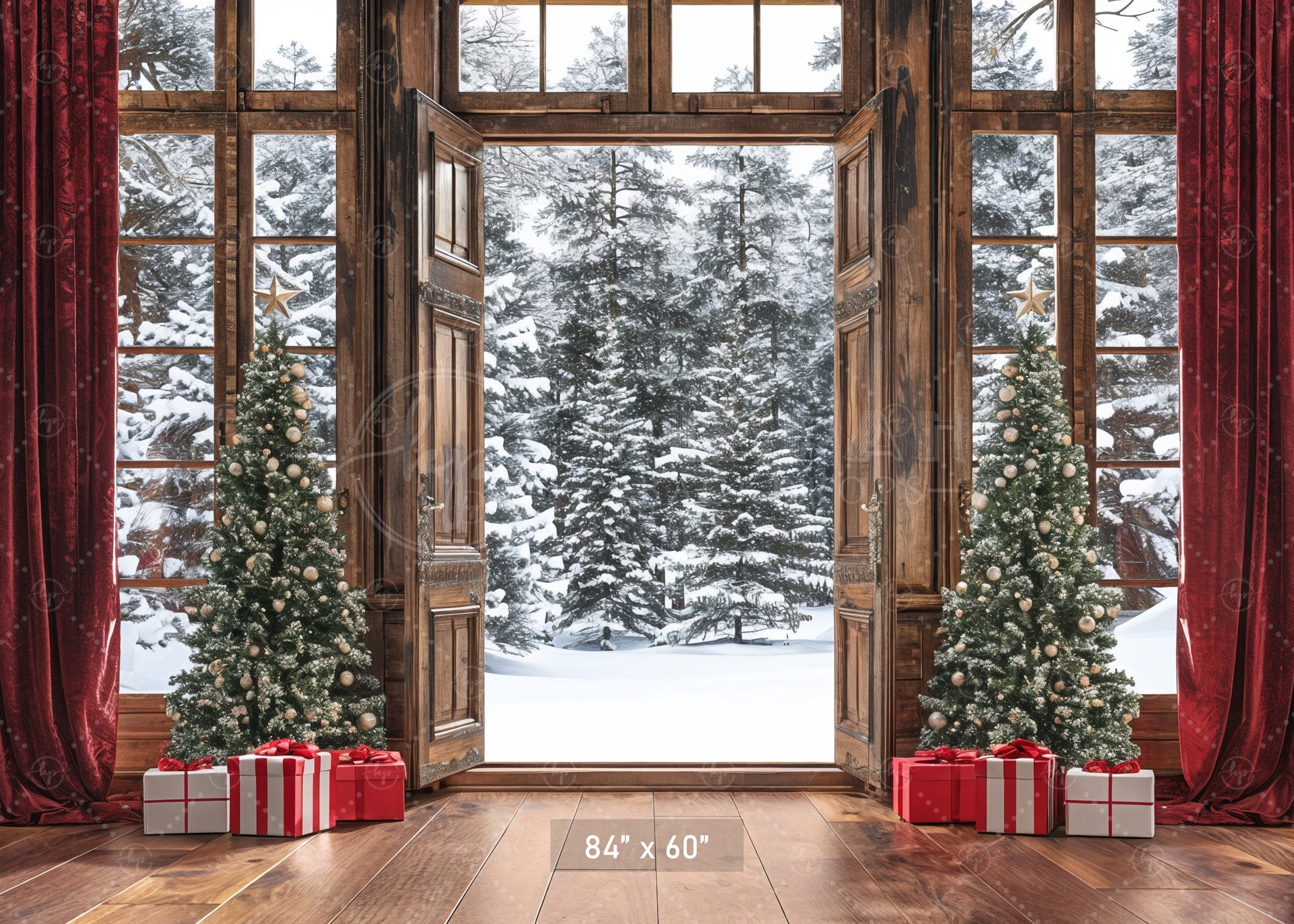 Festive Winter Wonderland Door & Window Backdrop