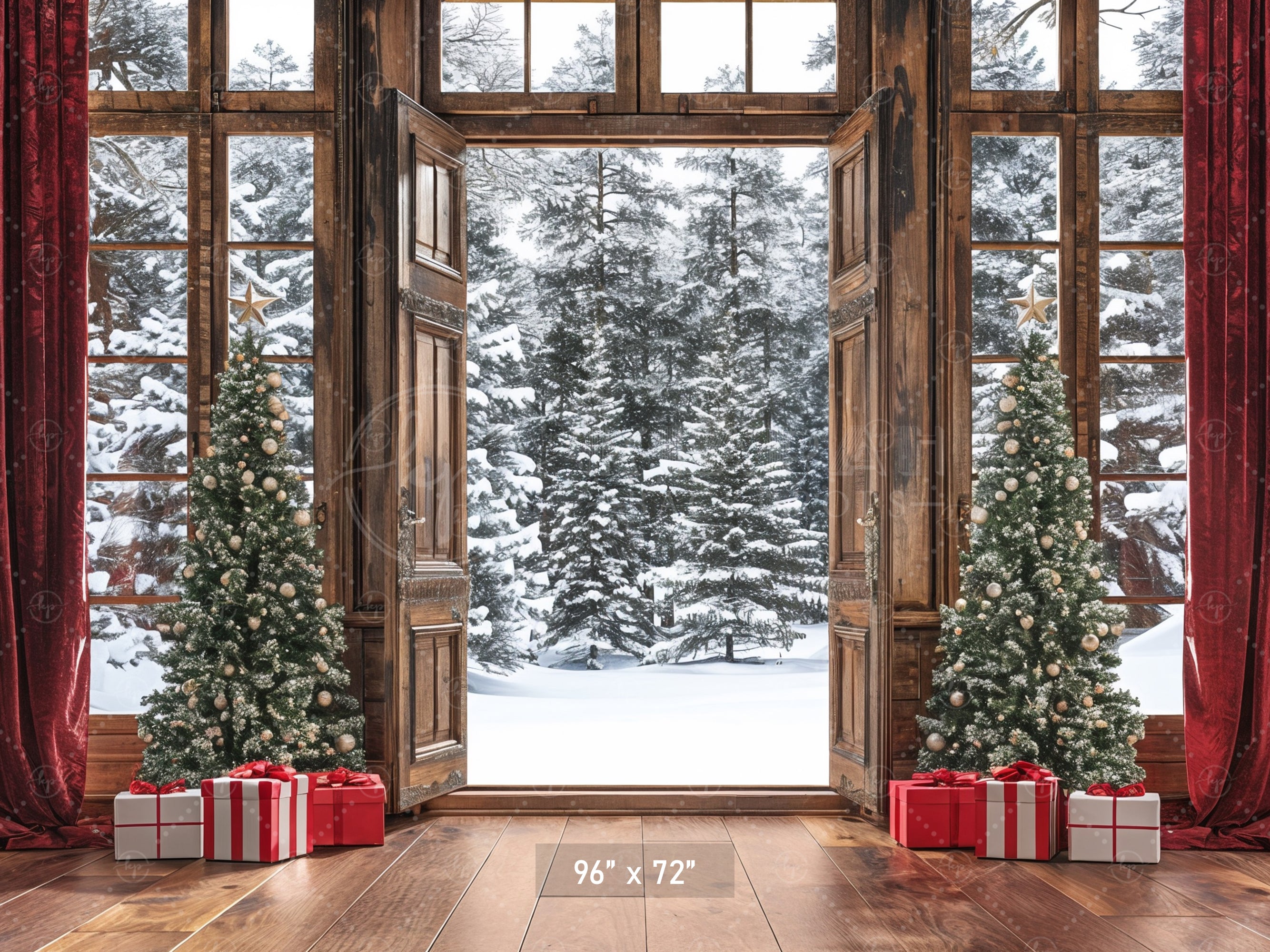 Festive Winter Wonderland Door & Window Backdrop