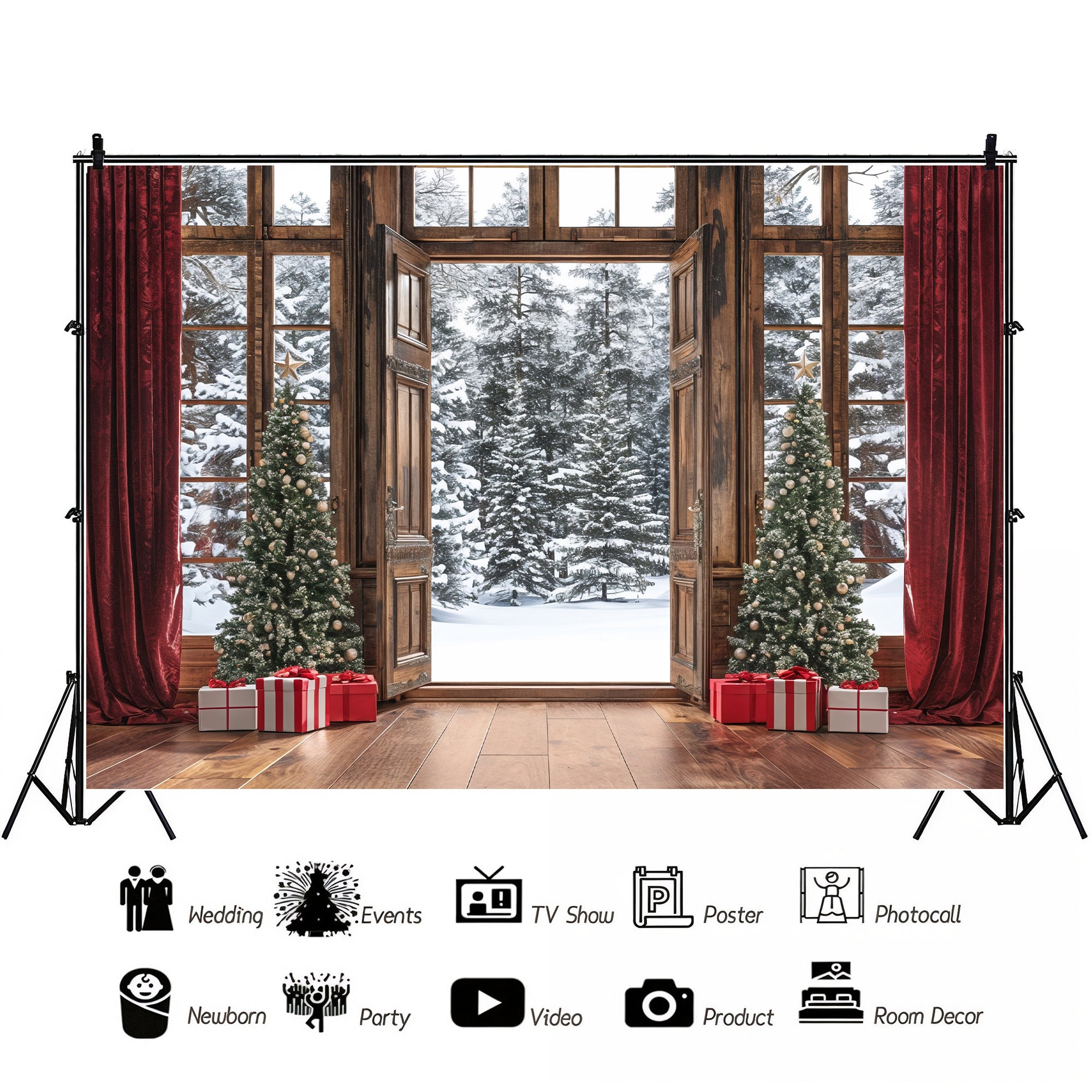 Festive Winter Wonderland Door & Window Backdrop