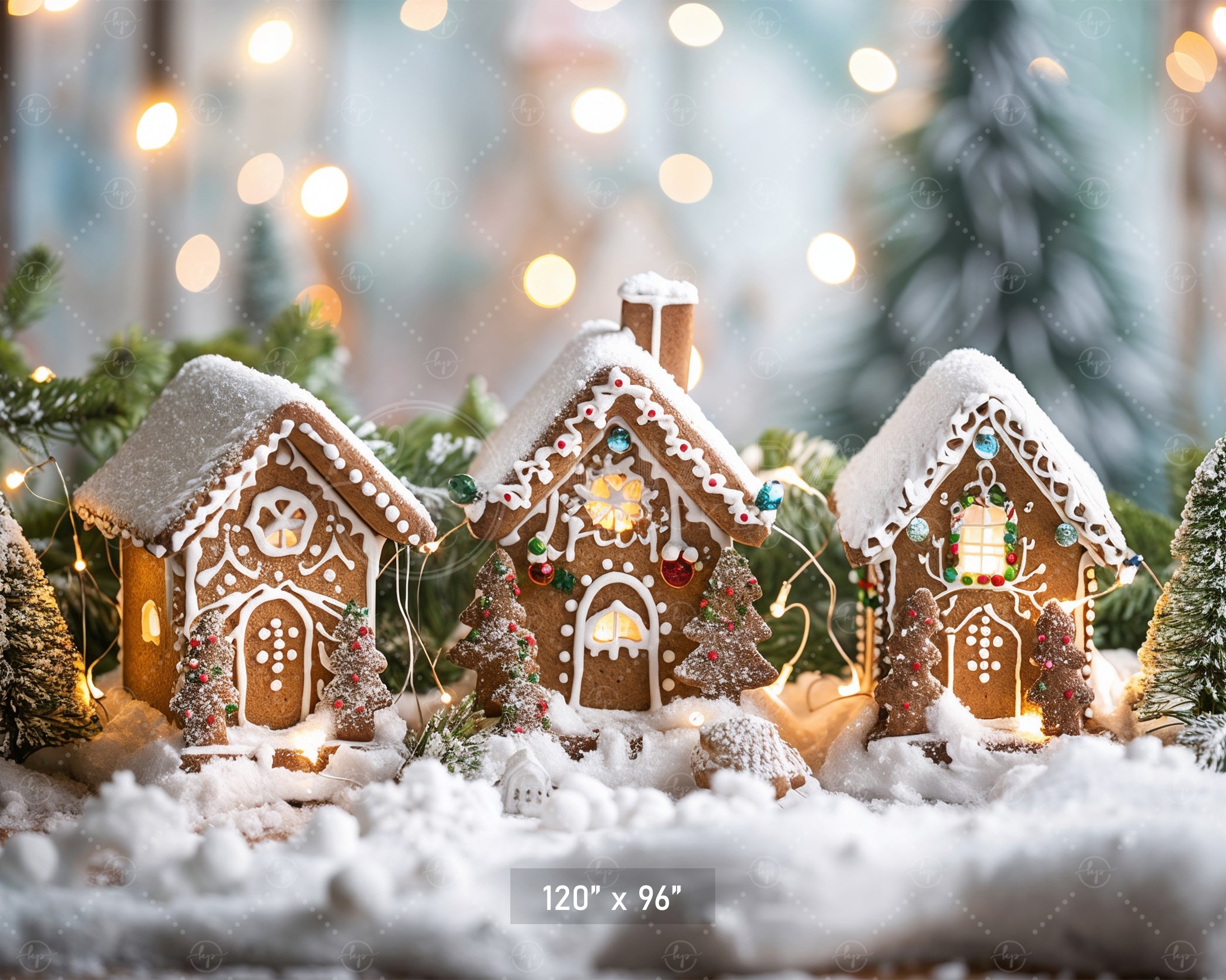 Enchanted Gingerbread Village Scene Backdrop
