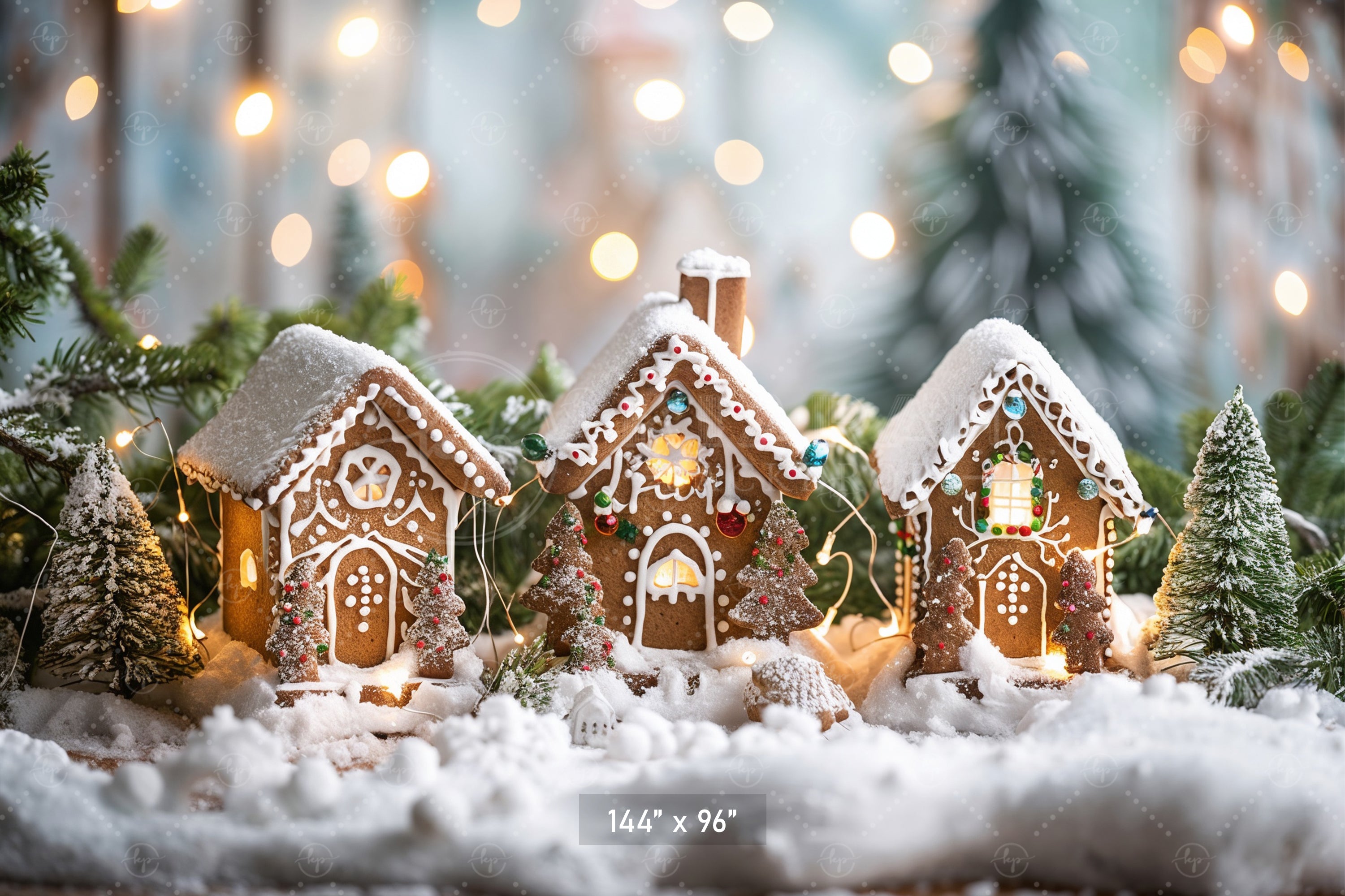 Enchanted Gingerbread Village Scene Backdrop