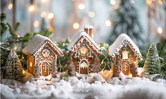 Enchanted Gingerbread Village Scene Backdrop