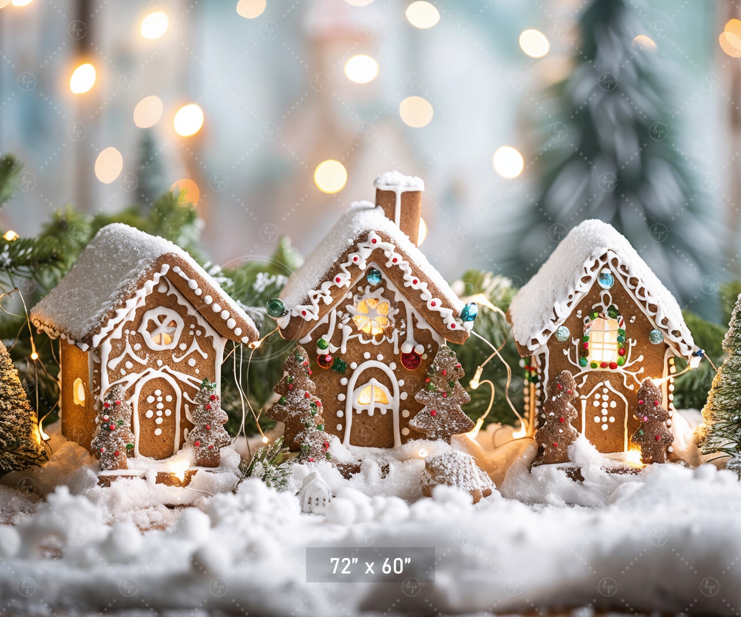 Enchanted Gingerbread Village Scene Backdrop