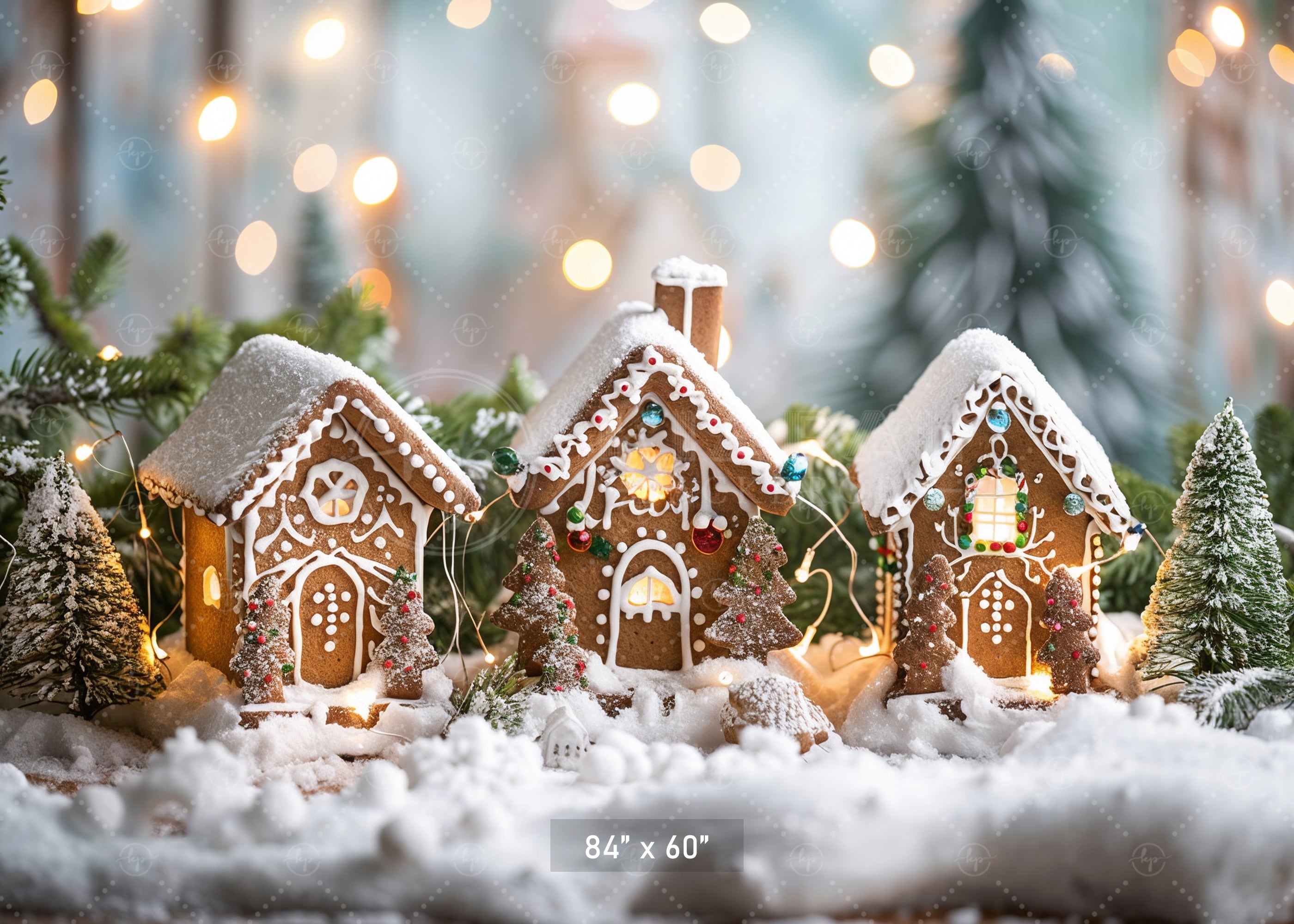 Enchanted Gingerbread Village Scene Backdrop