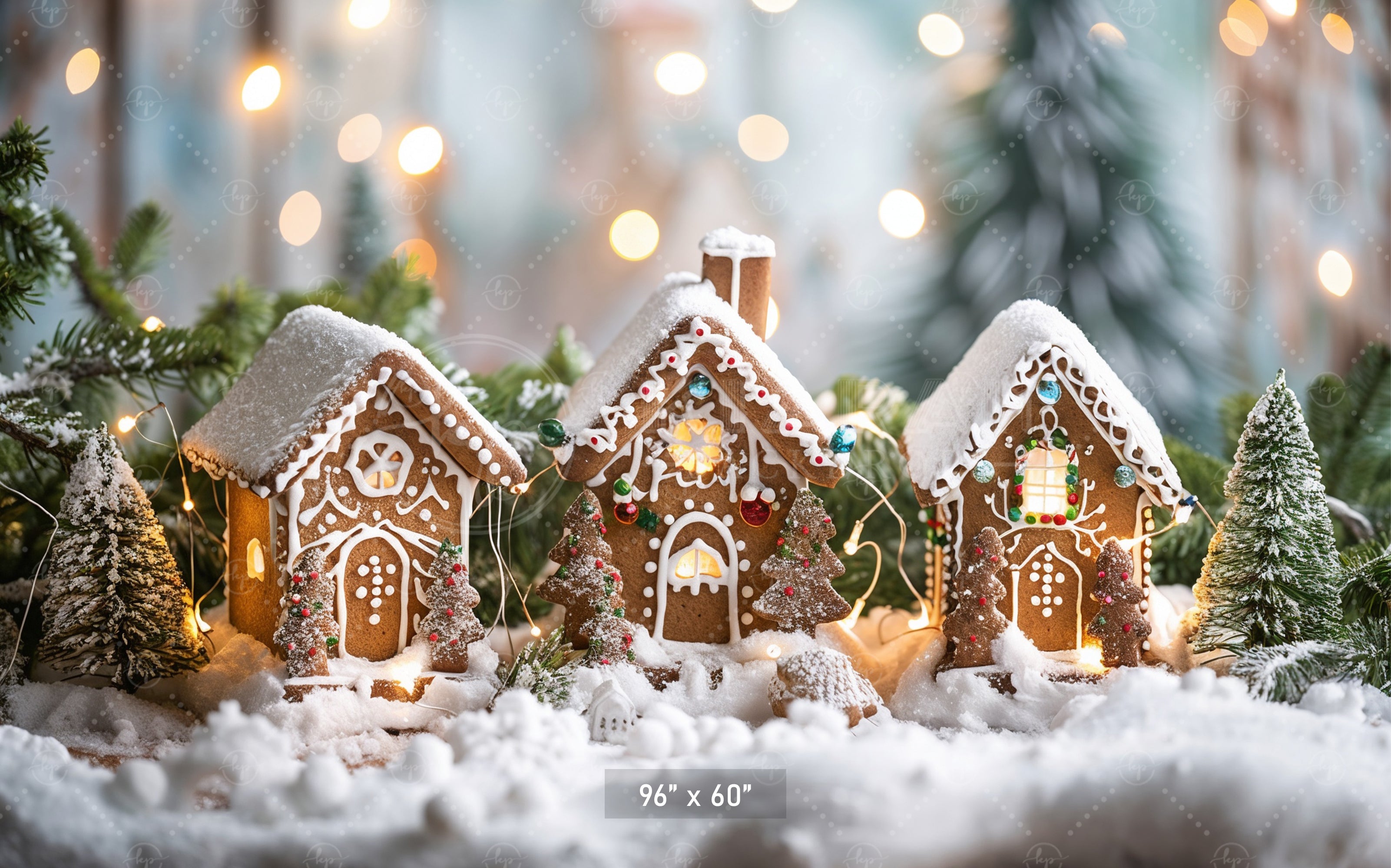Enchanted Gingerbread Village Scene Backdrop