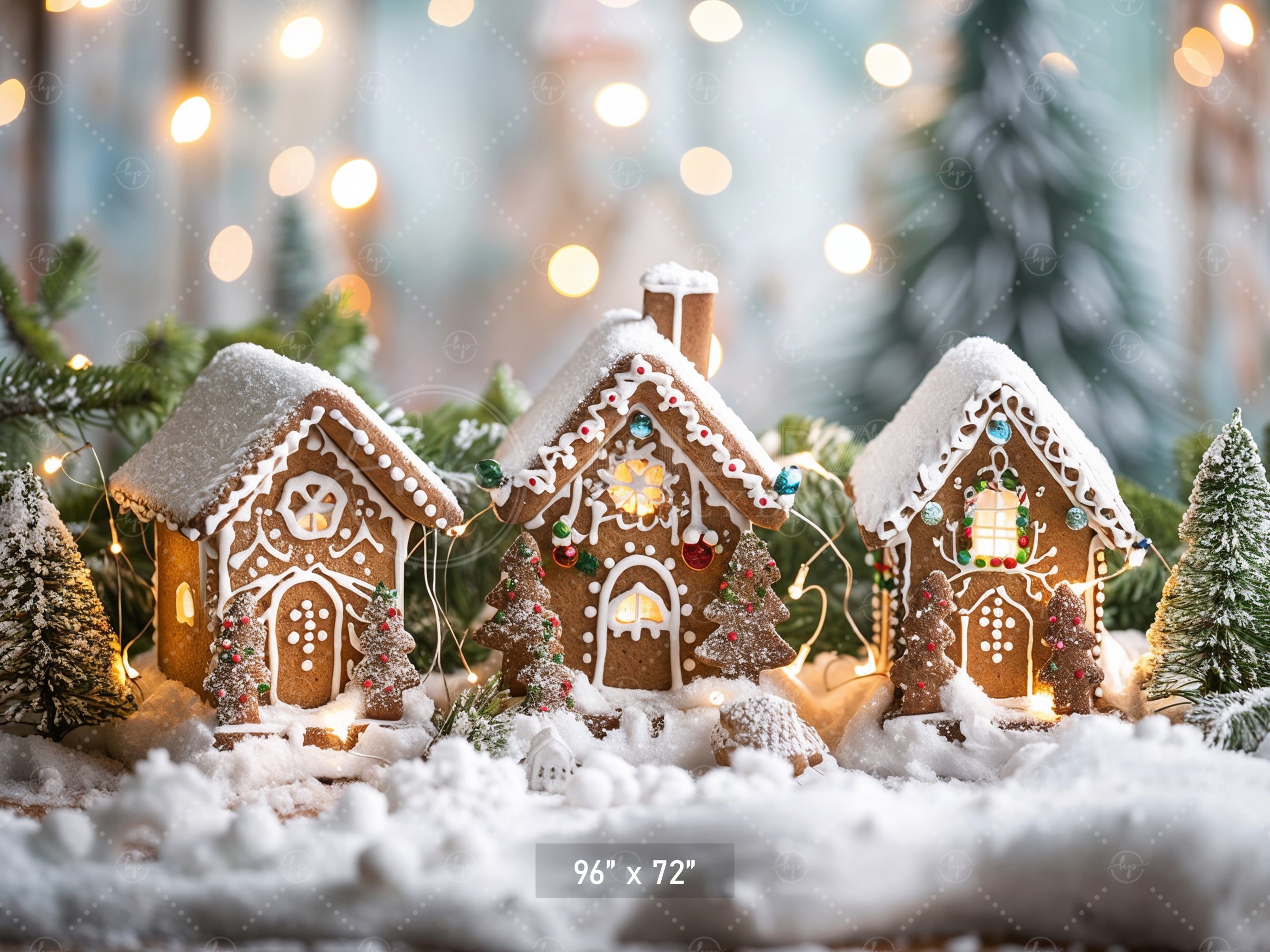 Enchanted Gingerbread Village Scene Backdrop