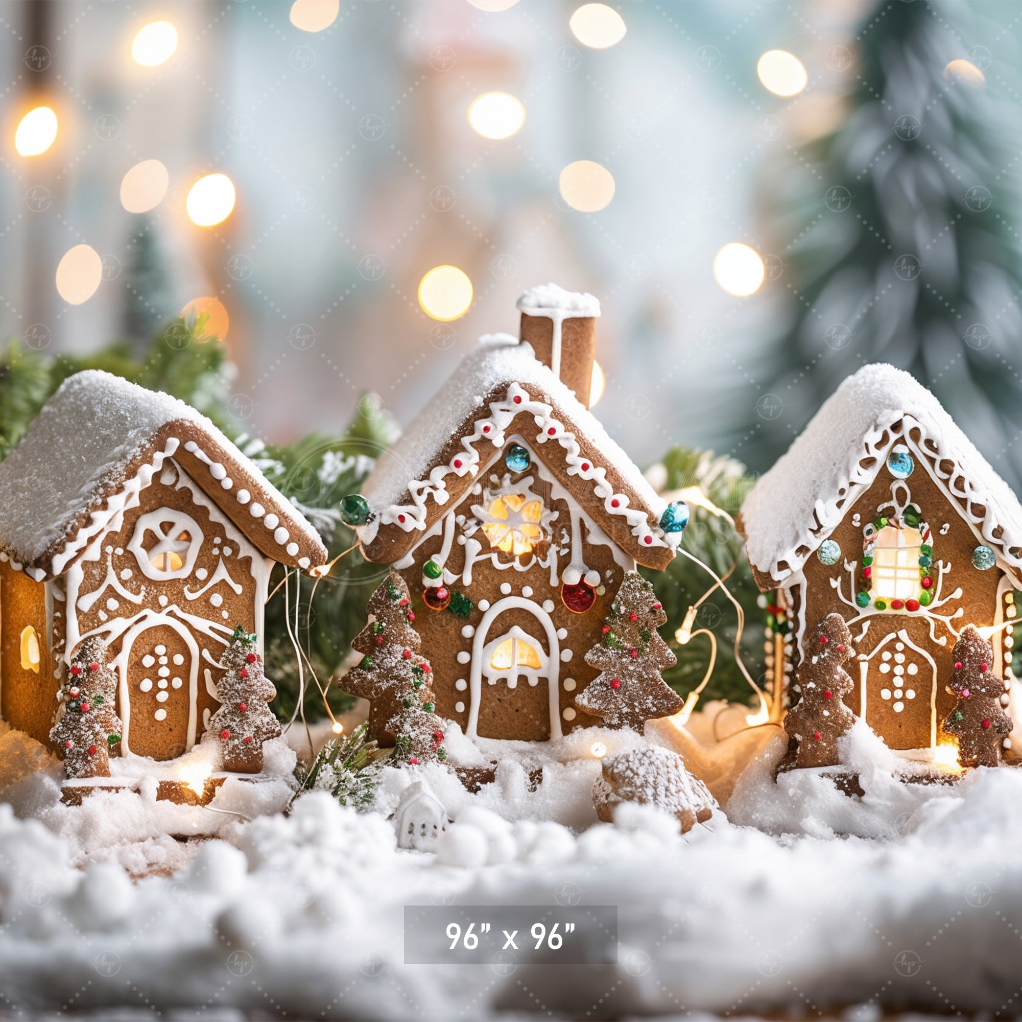Enchanted Gingerbread Village Scene Backdrop
