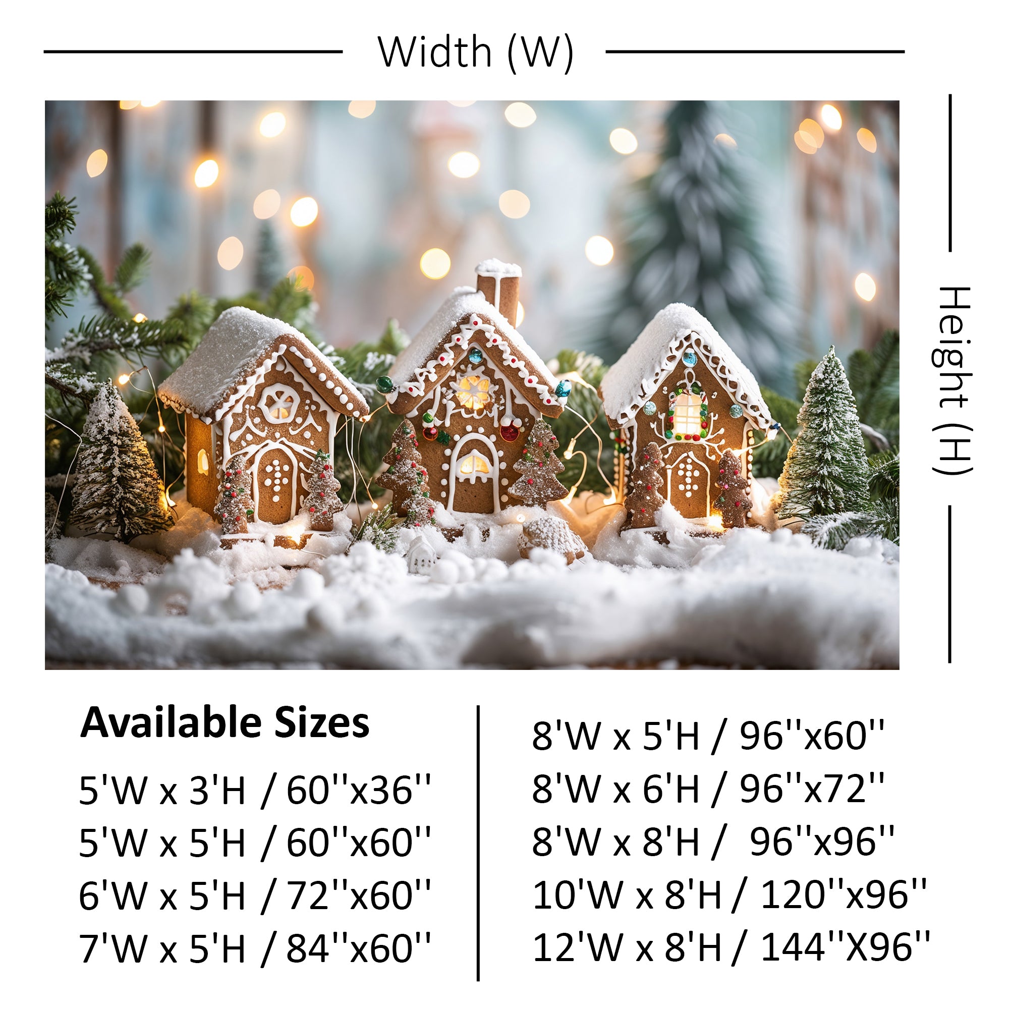 Enchanted Gingerbread Village Scene Backdrop