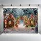 Candy Cane Gingerbread Village Wonderland Backdrop