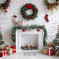 Festive Christmas Fireplace Backdrop
