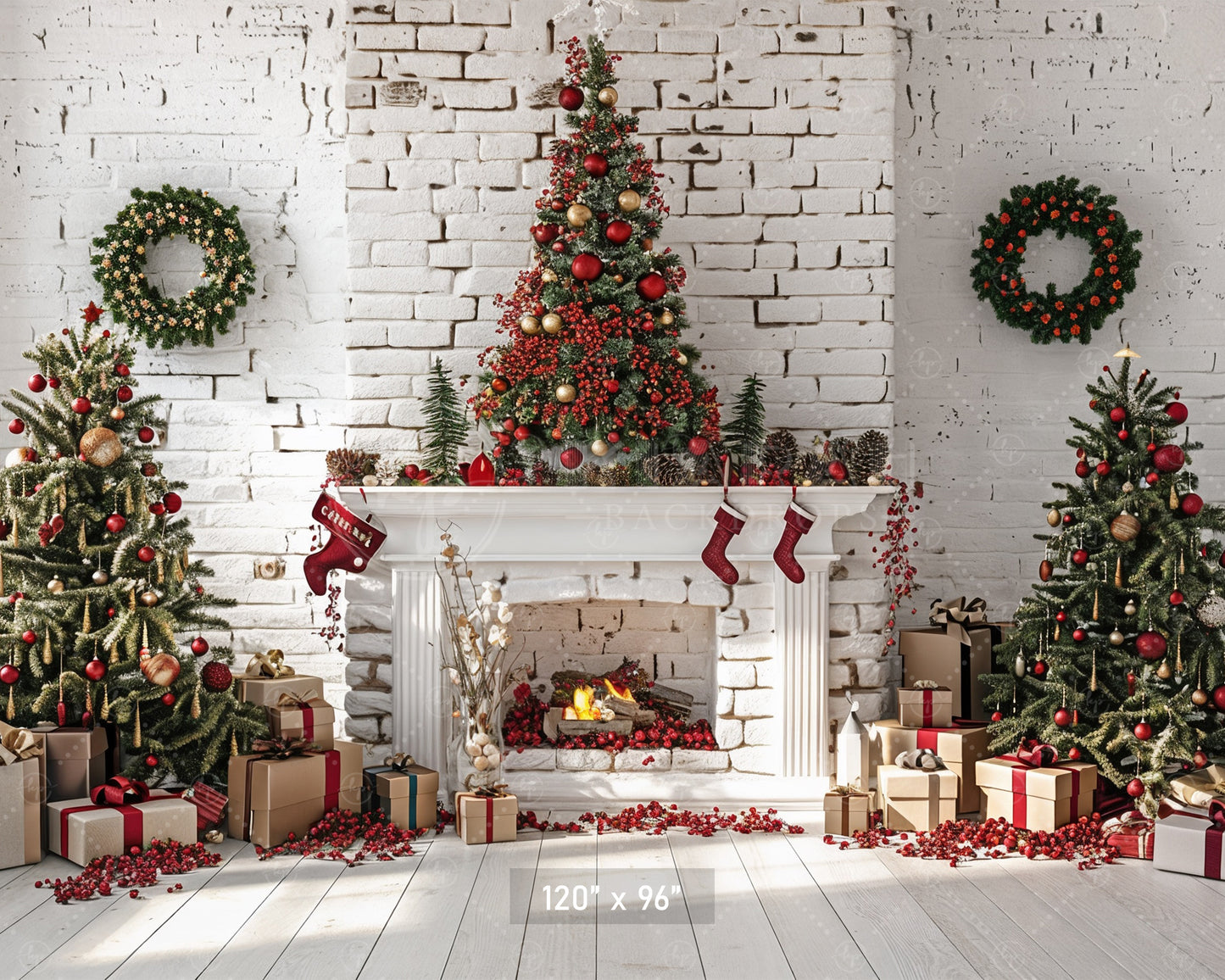 Elegant Holiday Gifts Fireplace Backdrop