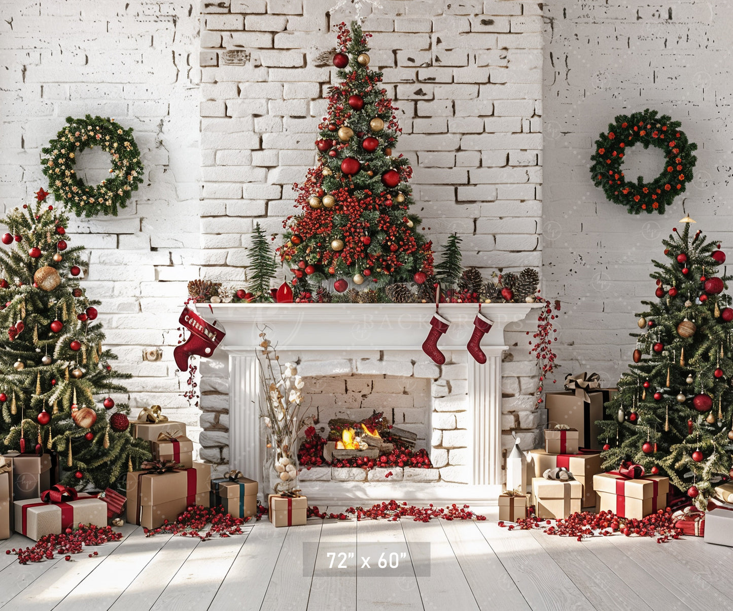 Elegant Holiday Gifts Fireplace Backdrop