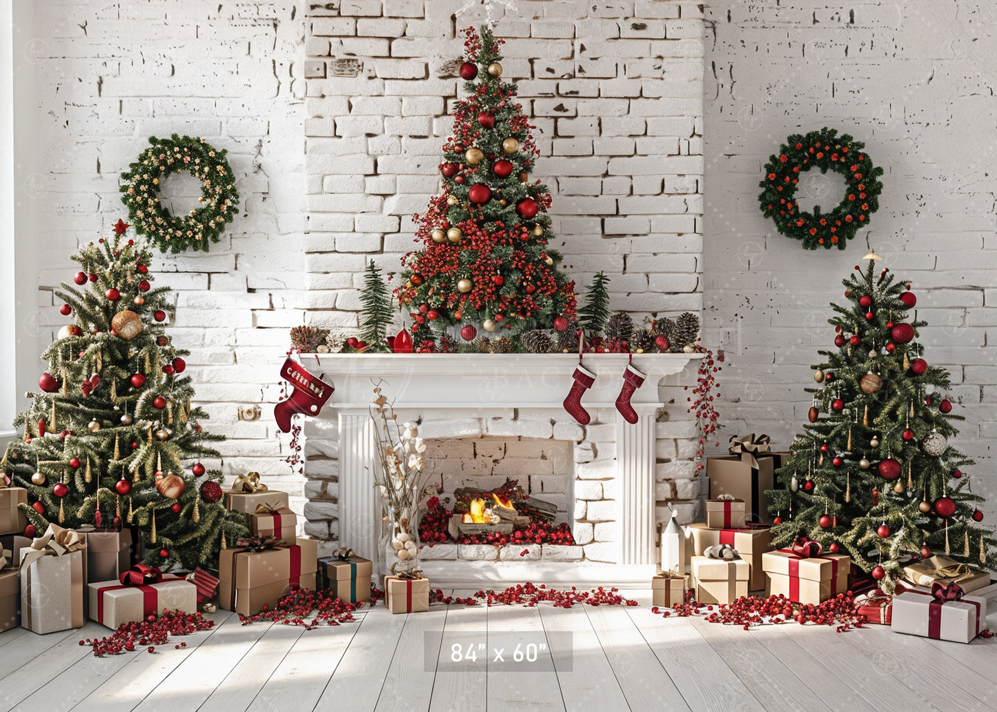 Elegant Holiday Gifts Fireplace Backdrop