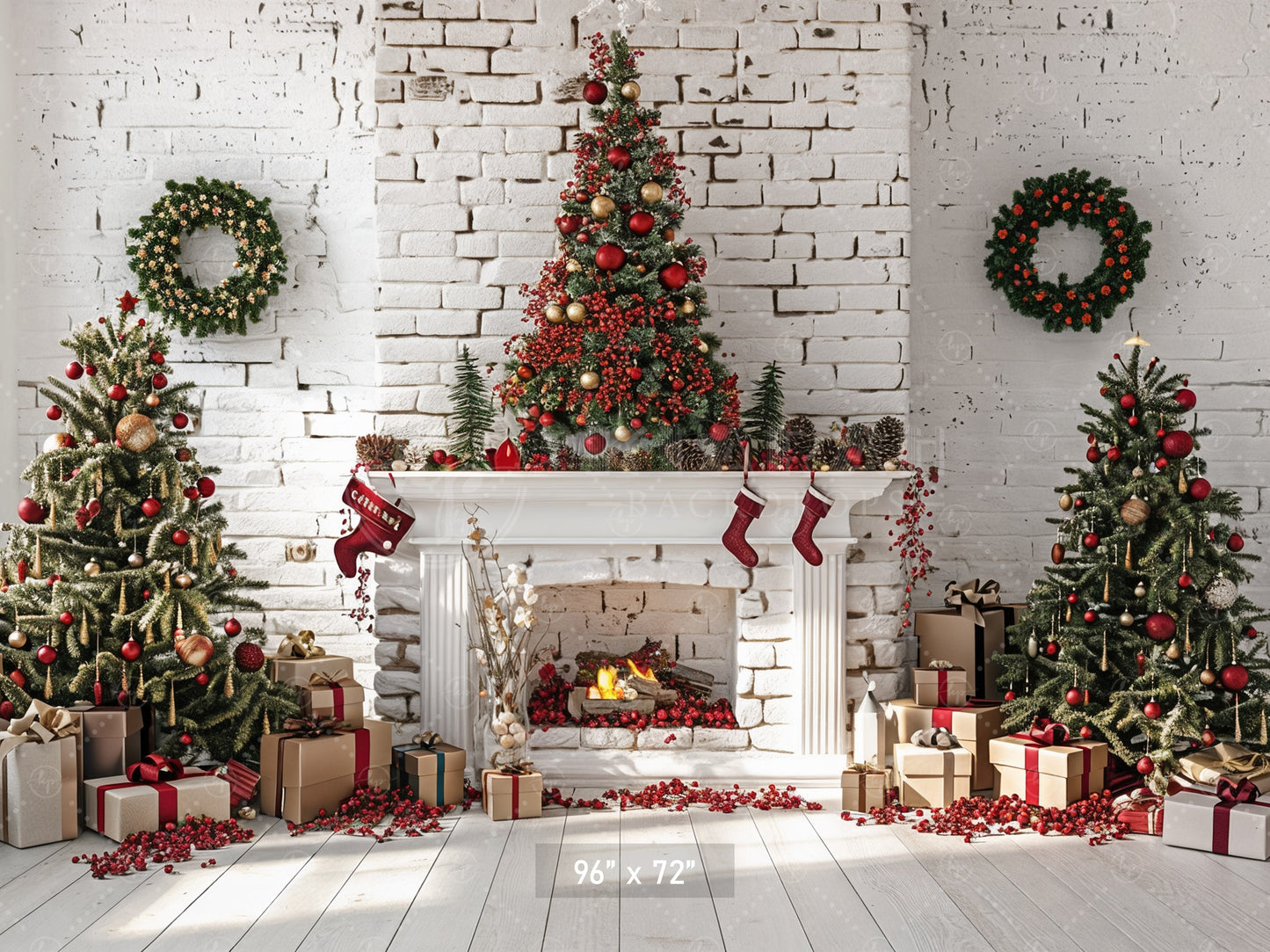 Elegant Holiday Gifts Fireplace Backdrop