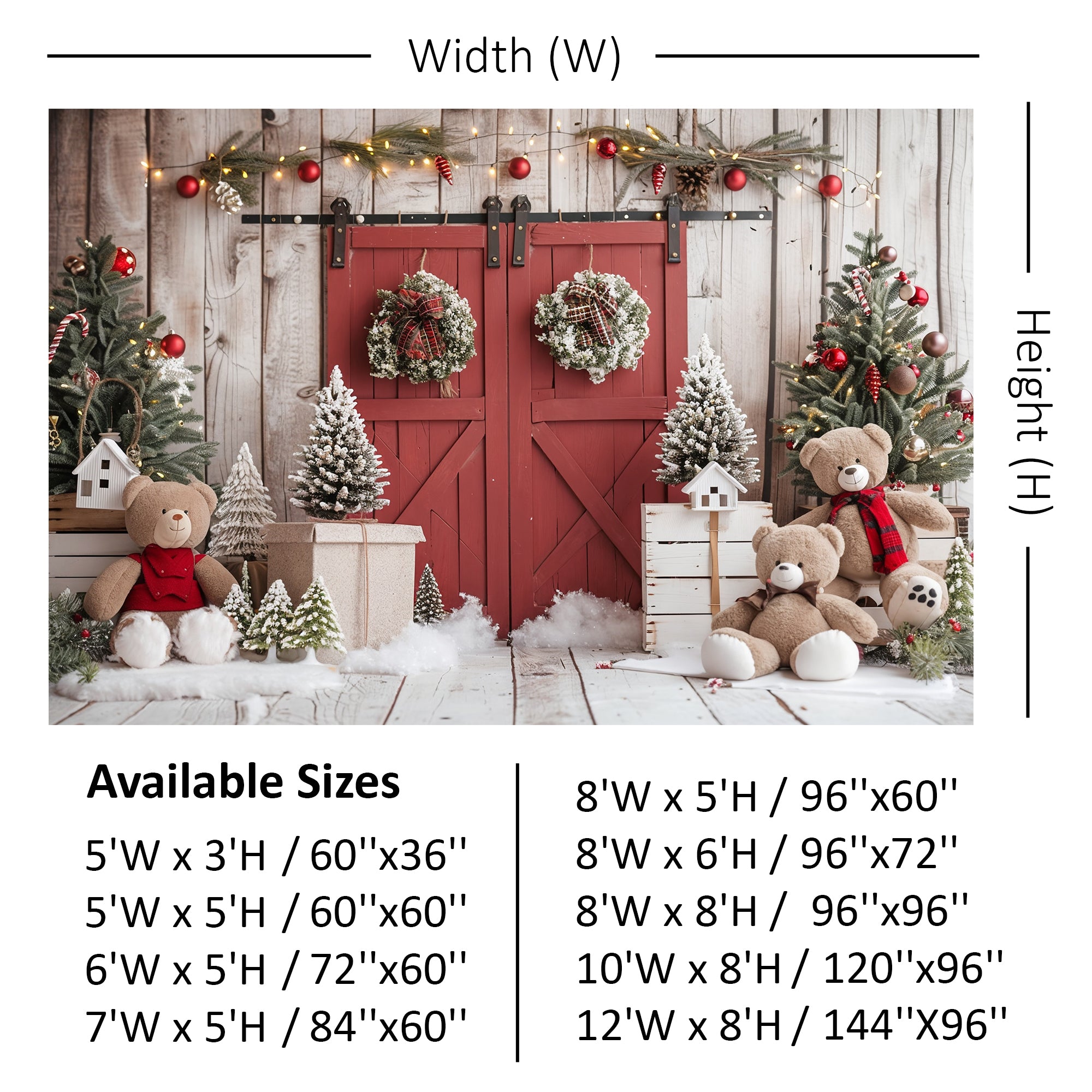 Rustic Holiday Barn Door with Teddy Bears Backdrop