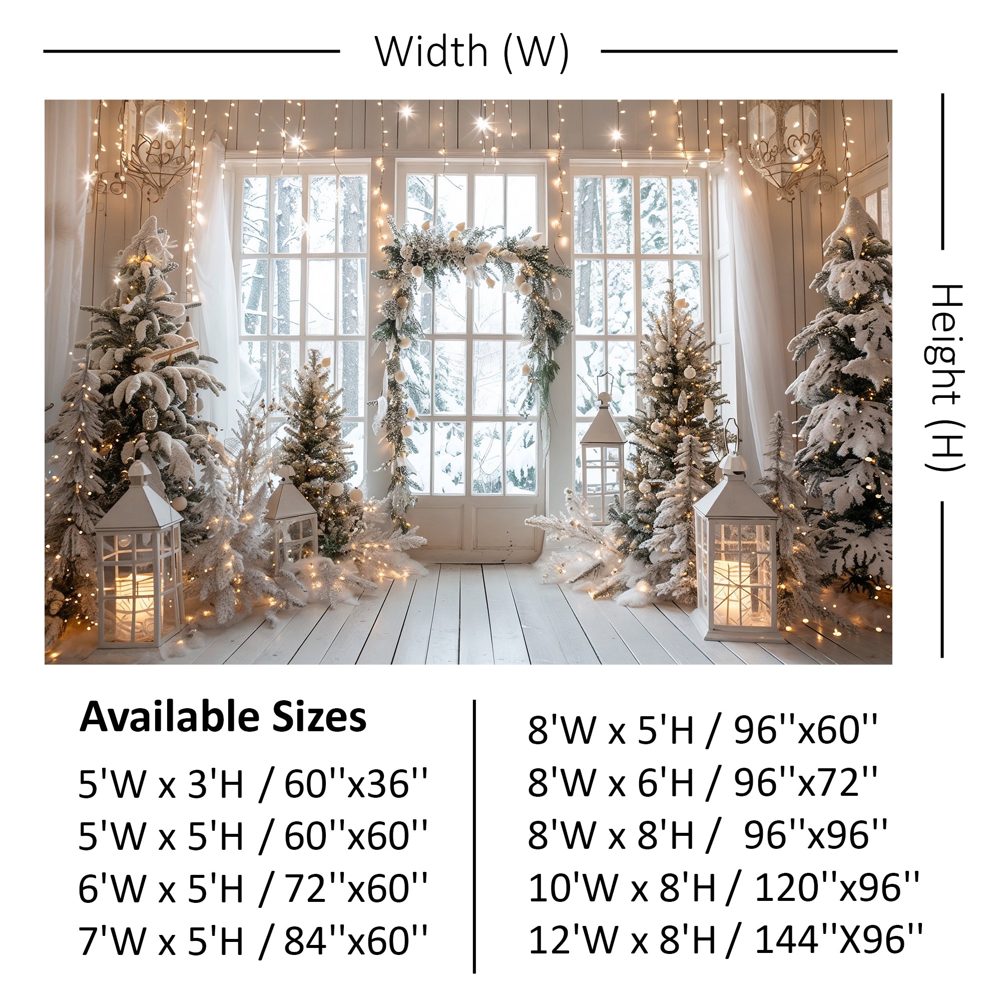 Elegant Winter Wonderland with Lanterns Backdrop