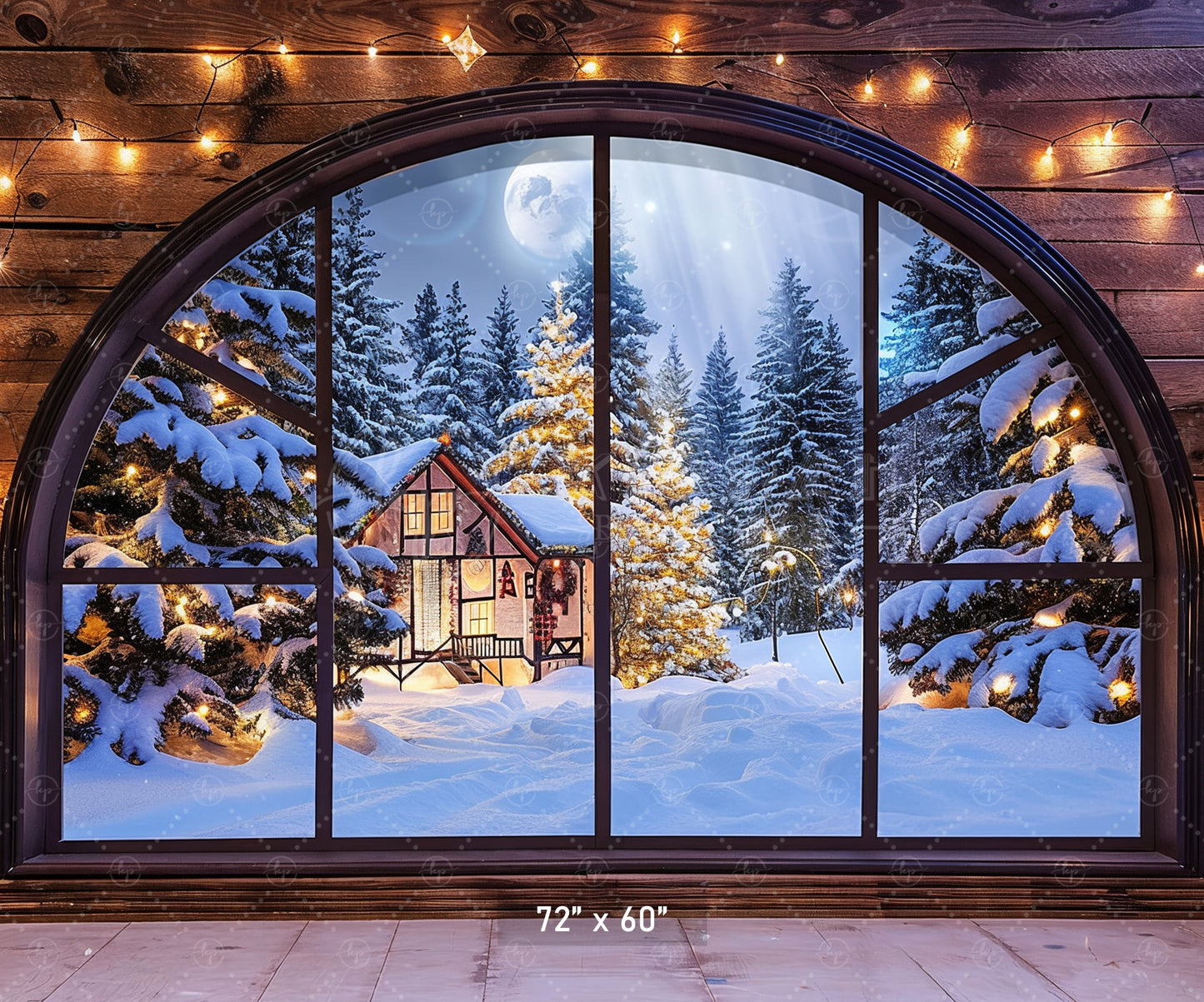 Cozy Winter Cabin View Backdrop