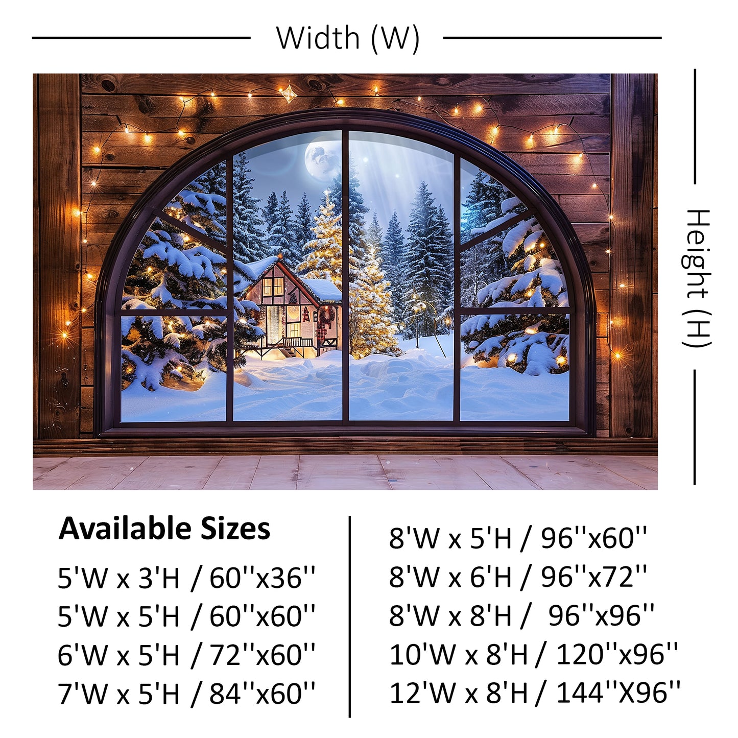 Cozy Winter Cabin View Backdrop