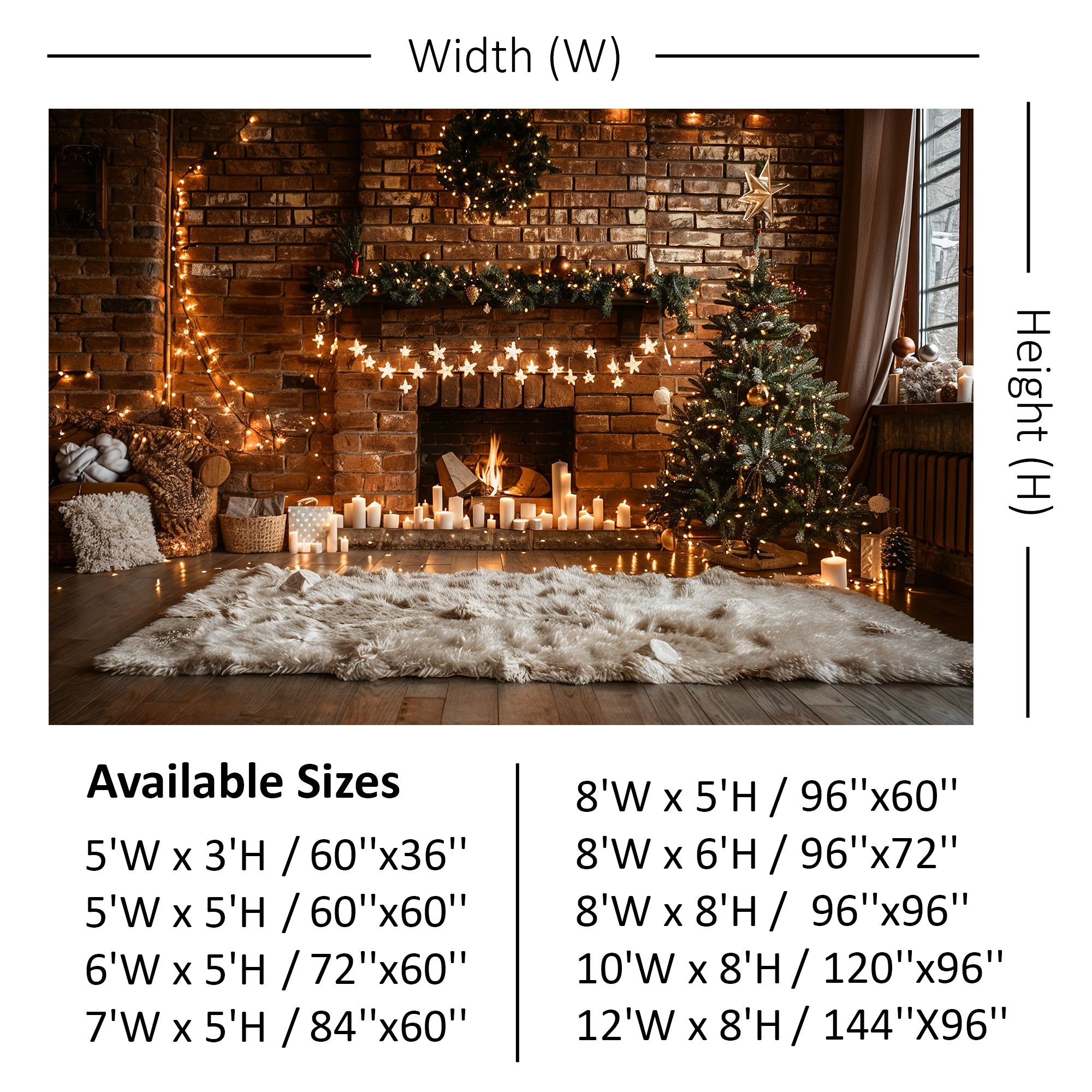 Cozy Christmas Fireplace Backdrop