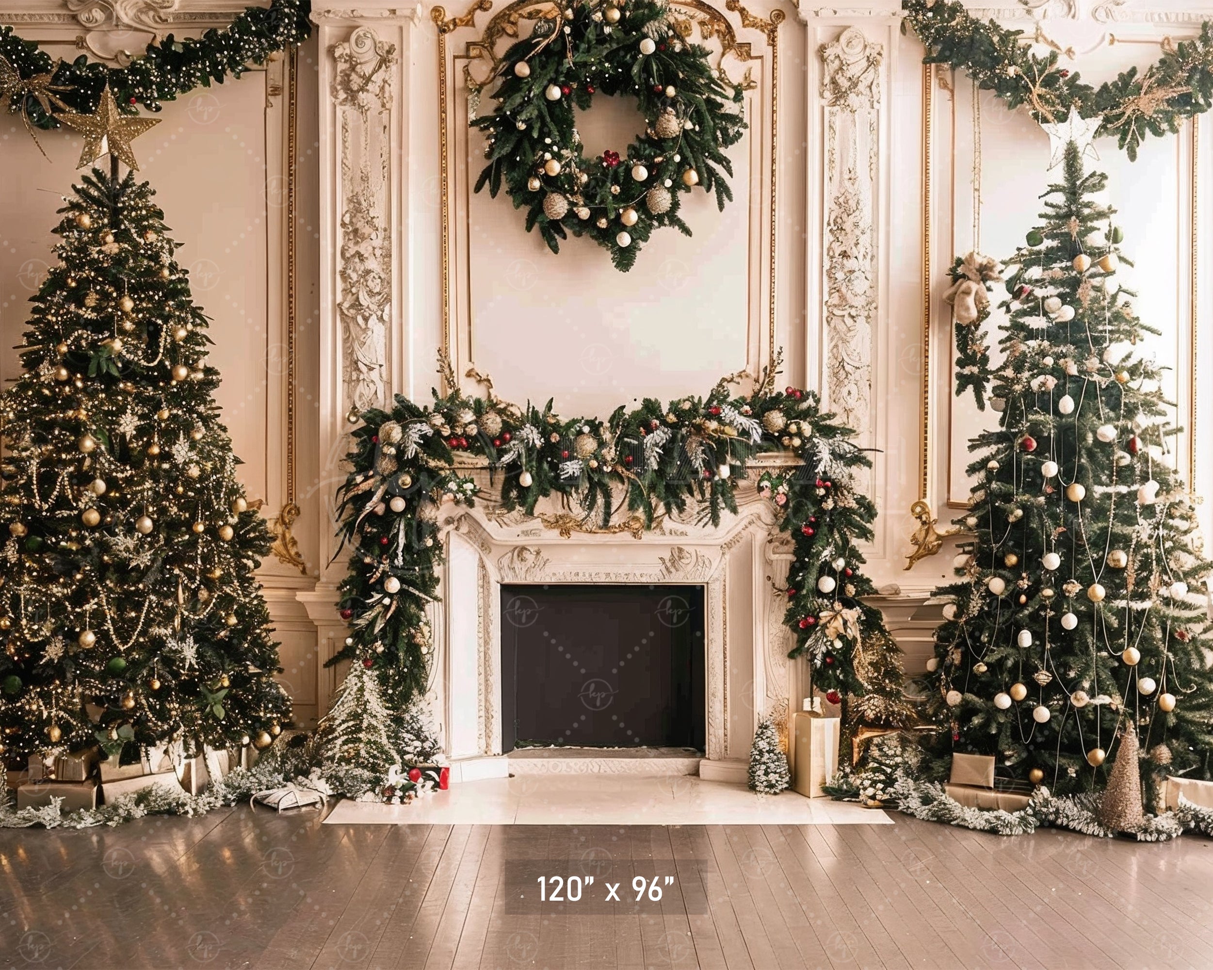 Elegant Holiday Fireplace Backdrop