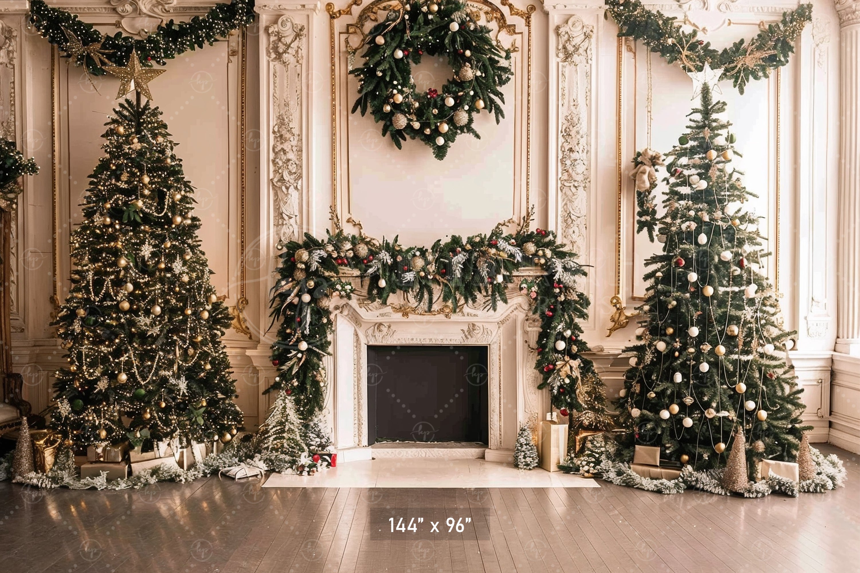 Elegant Holiday Fireplace Backdrop