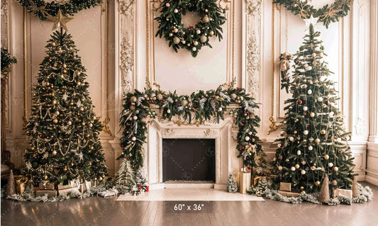 Elegant Holiday Fireplace Backdrop