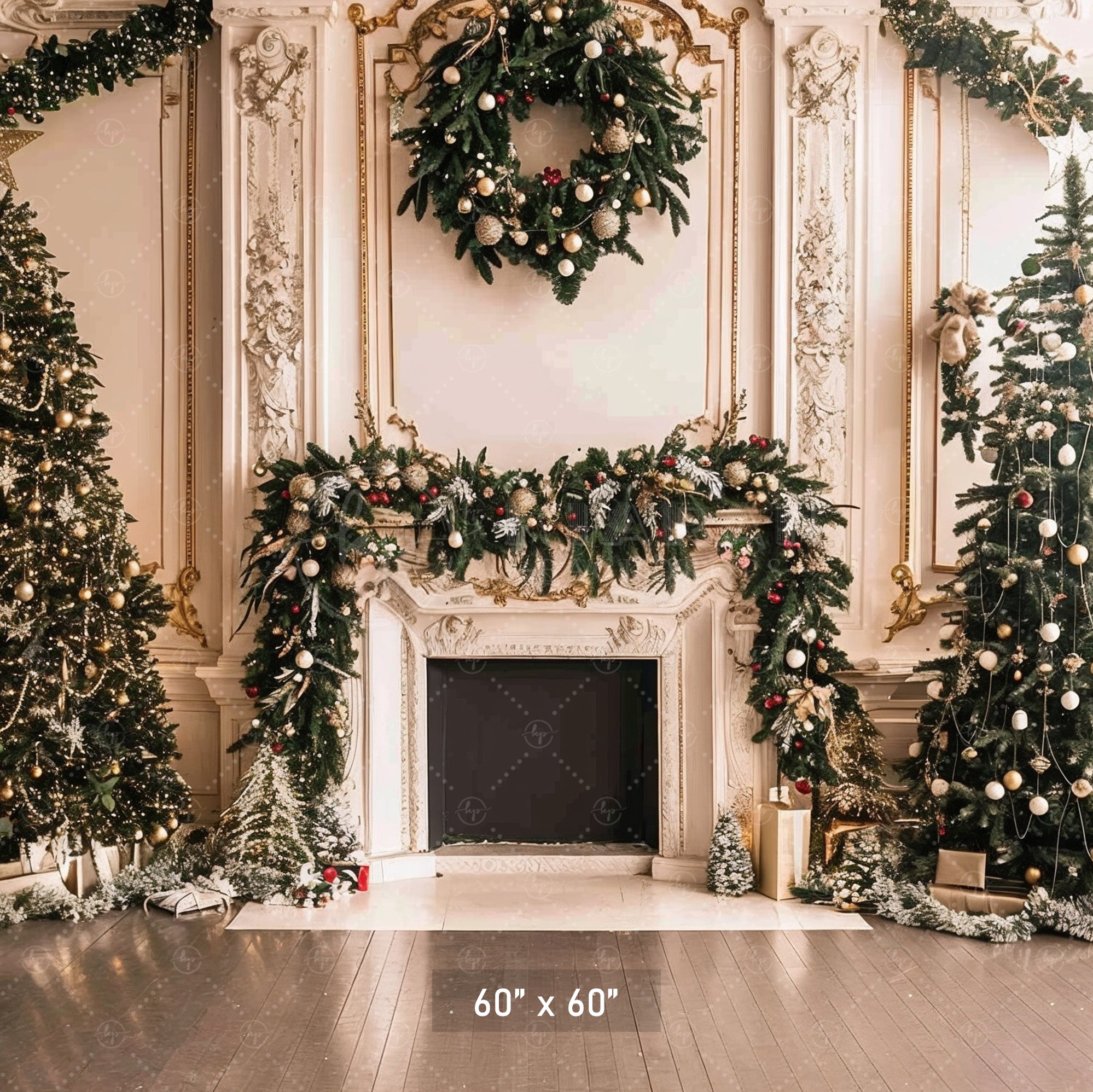 Elegant Holiday Fireplace Backdrop