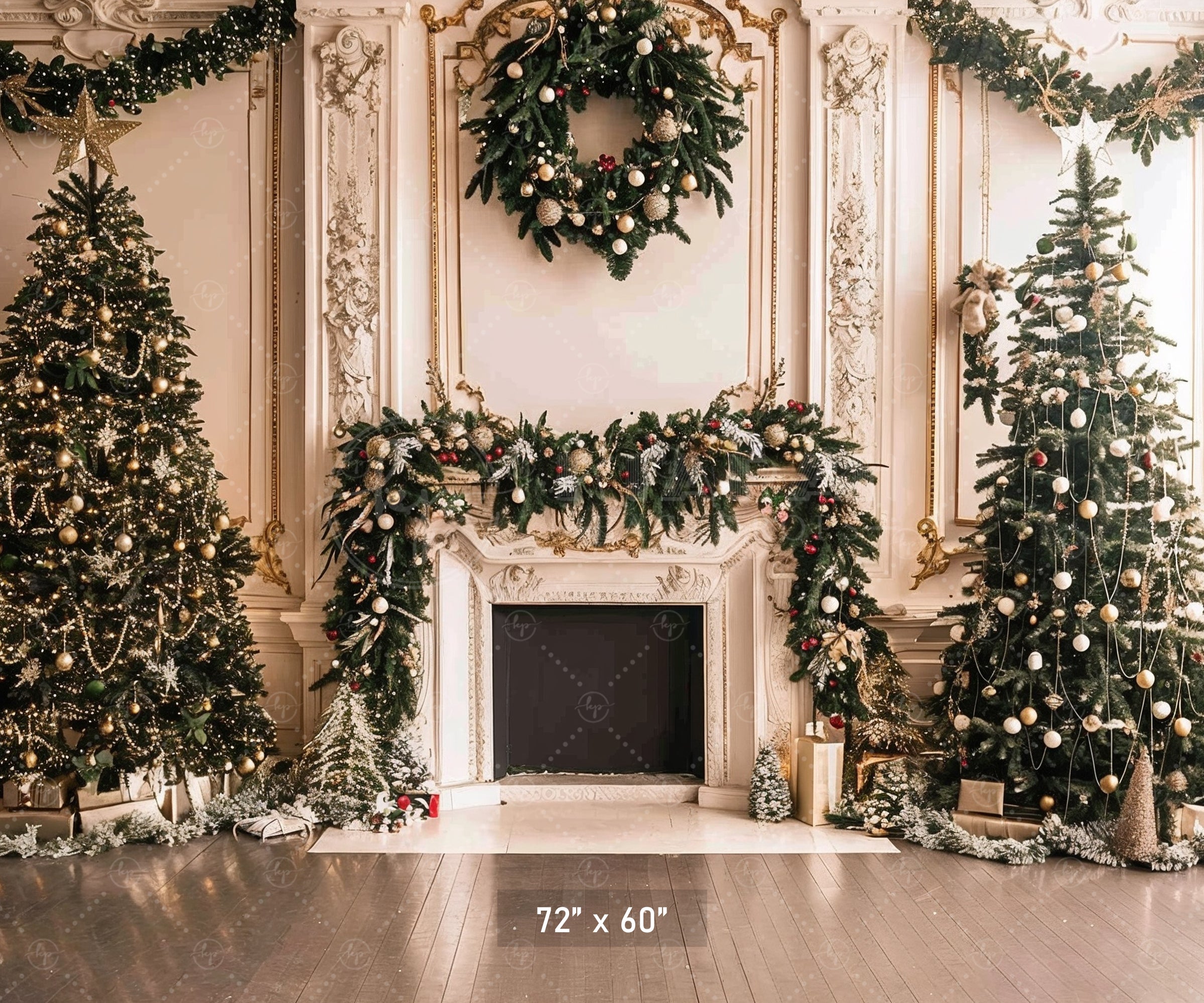 Elegant Holiday Fireplace Backdrop