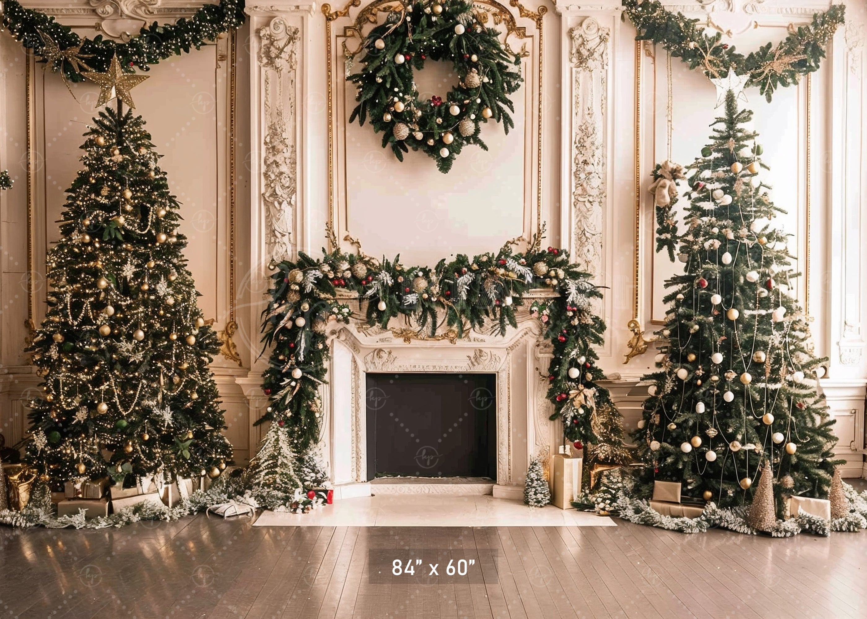 Elegant Holiday Fireplace Backdrop
